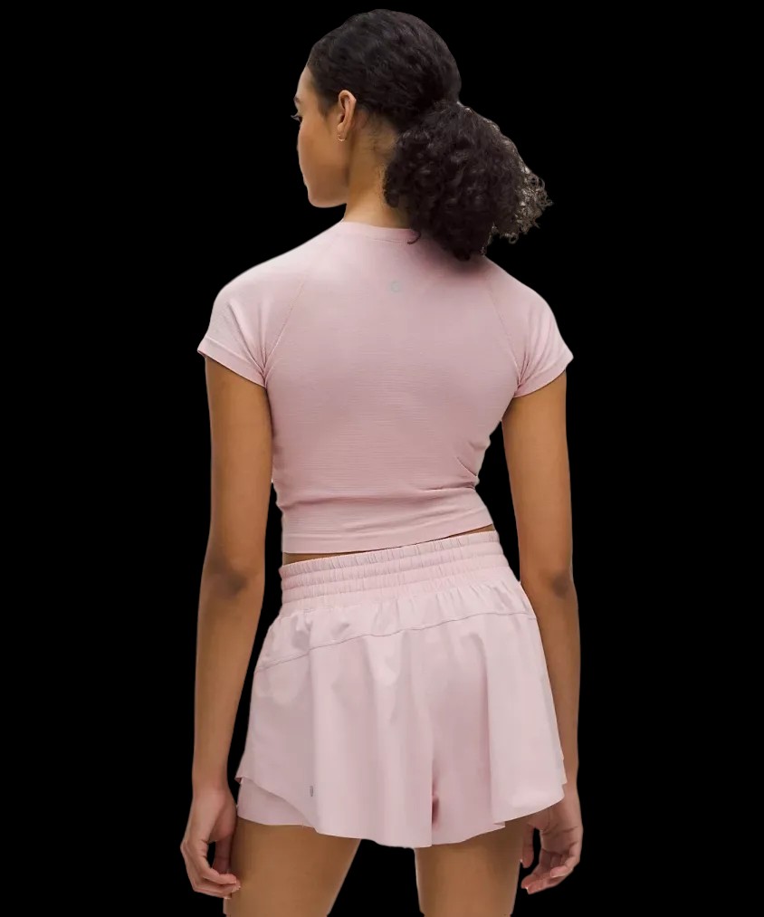 Lululemon Swiftly Tech Cropped Short-Sleeve Shirt 2.0 Pink Haze - HypeFly India View 3