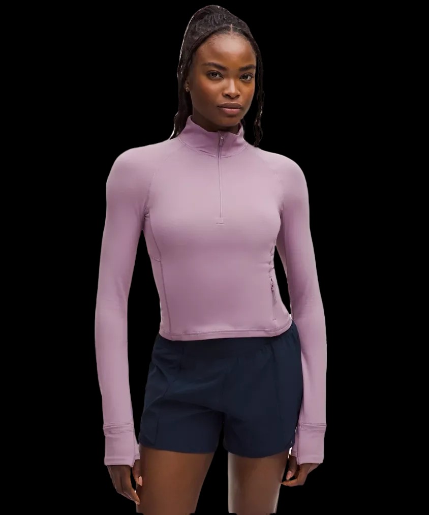 Lululemon It's Rulu Cropped Half Zip Updated Lavender Lux - HypeFly India View 1