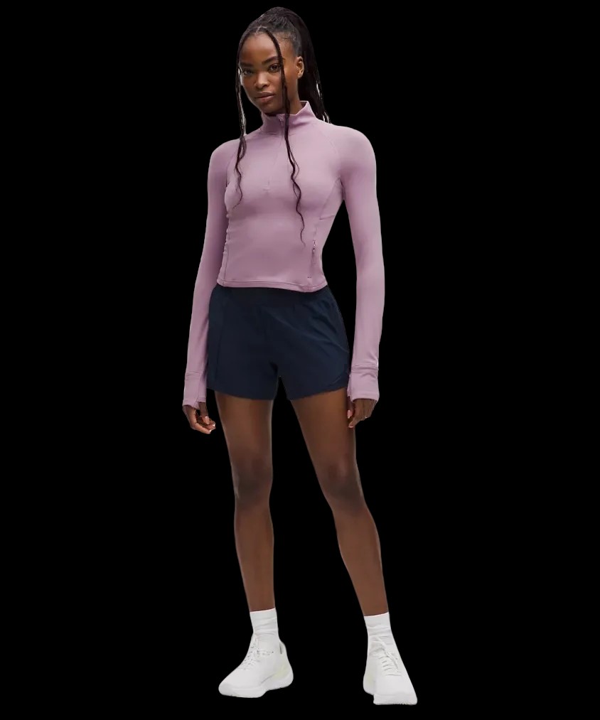 Lululemon It's Rulu Cropped Half Zip Updated Lavender Lux - HypeFly India View 3