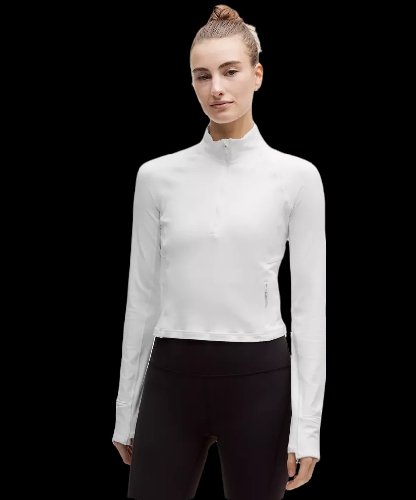 Lululemon It's Rulu Cropped Half Zip Updated White - HypeFly India View 1