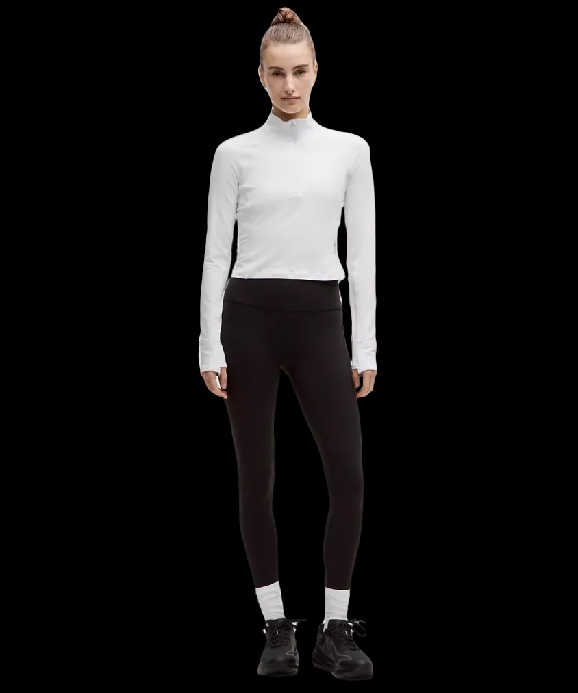 Lululemon It's Rulu Cropped Half Zip Updated White - HypeFly India View 2