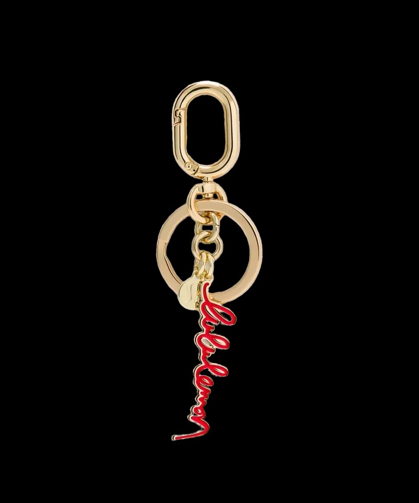 Lululemon Metal Script Keychain Lulu Red/Gold - HypeFly India View 2