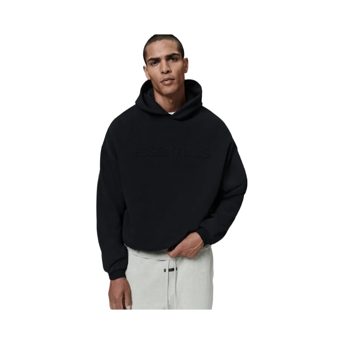 Essentials Fear Of God Essentials Hoodie Jet Black - HypeFly India View 1