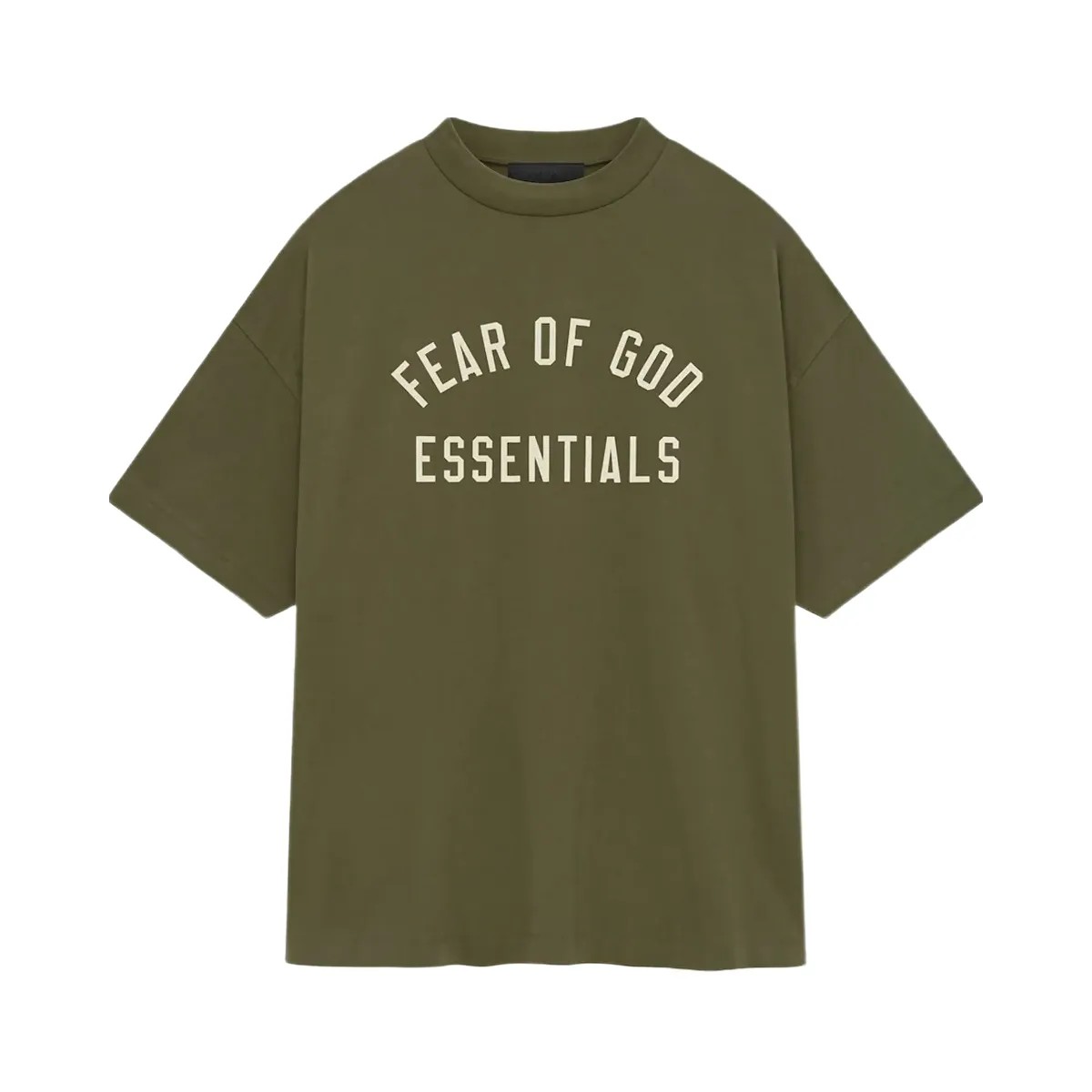 Essentials Fear Of God Essentials Jersey Crewneck T-Shirt Military - HypeFly India View 1