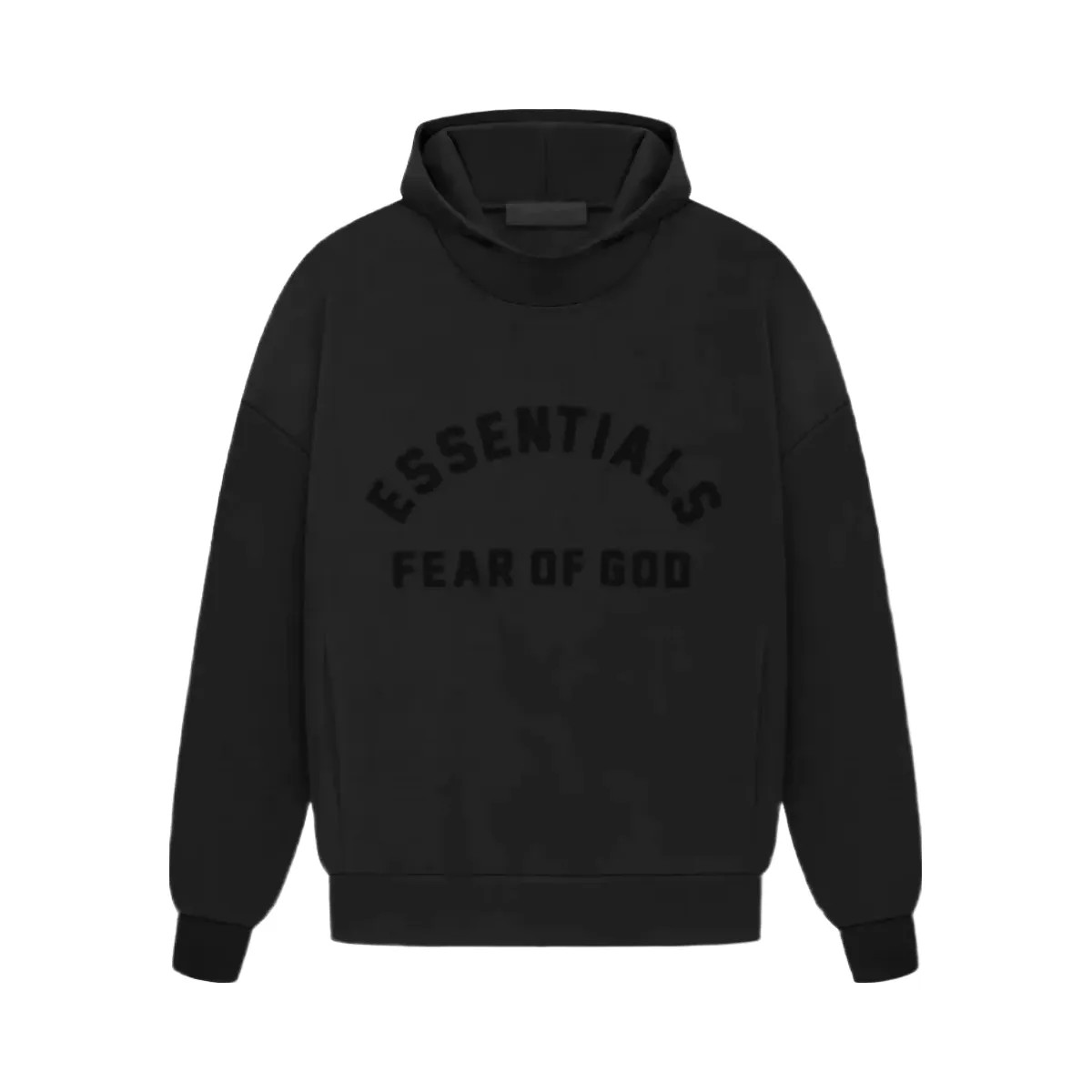Essentials Fear Of God Essentials Jet Black Hoodie - HypeFly India View 1