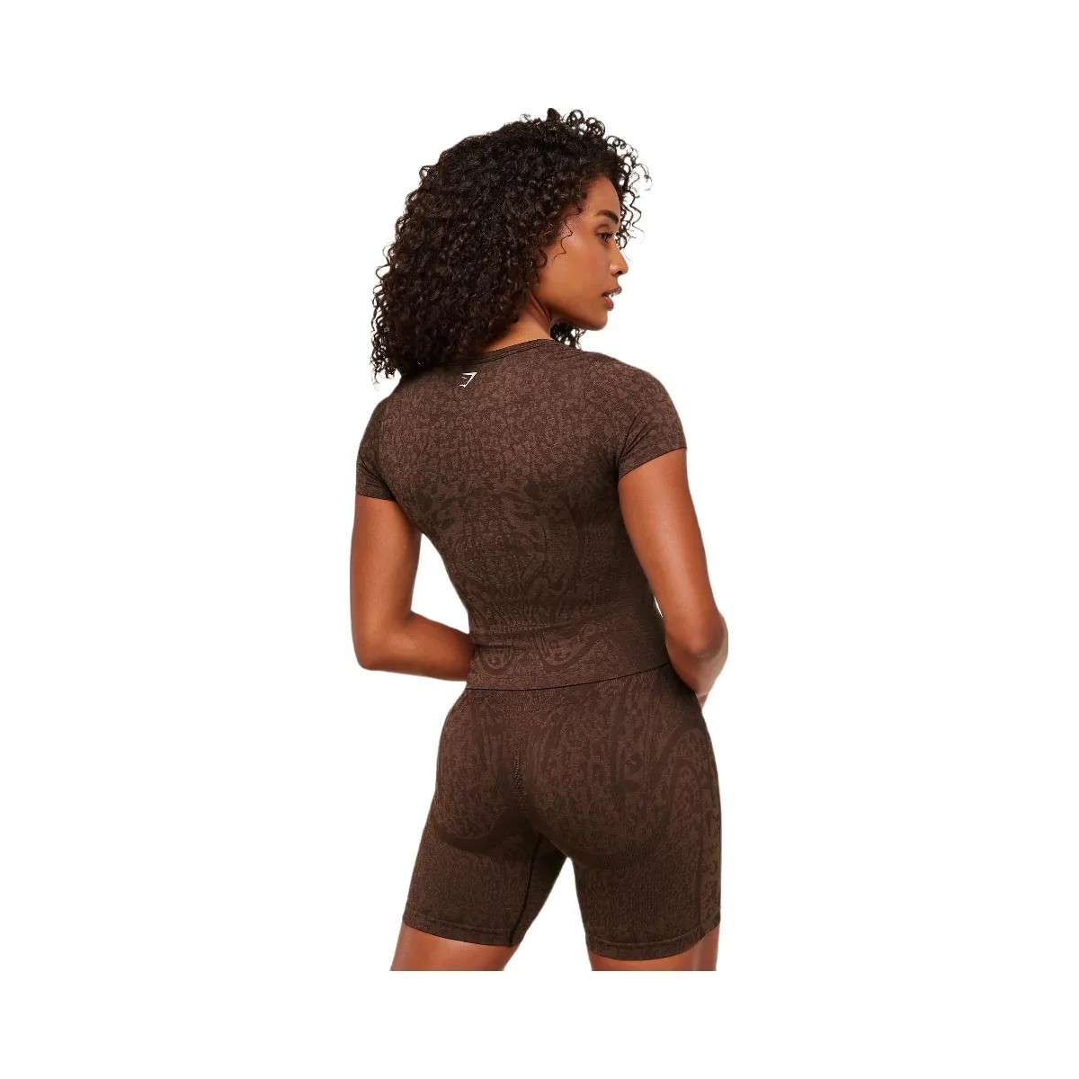 Gymshark Adapt Animal X Whitney Short Sleeve Top "Archive Brown Soft Brown" - HypeFly India View 3