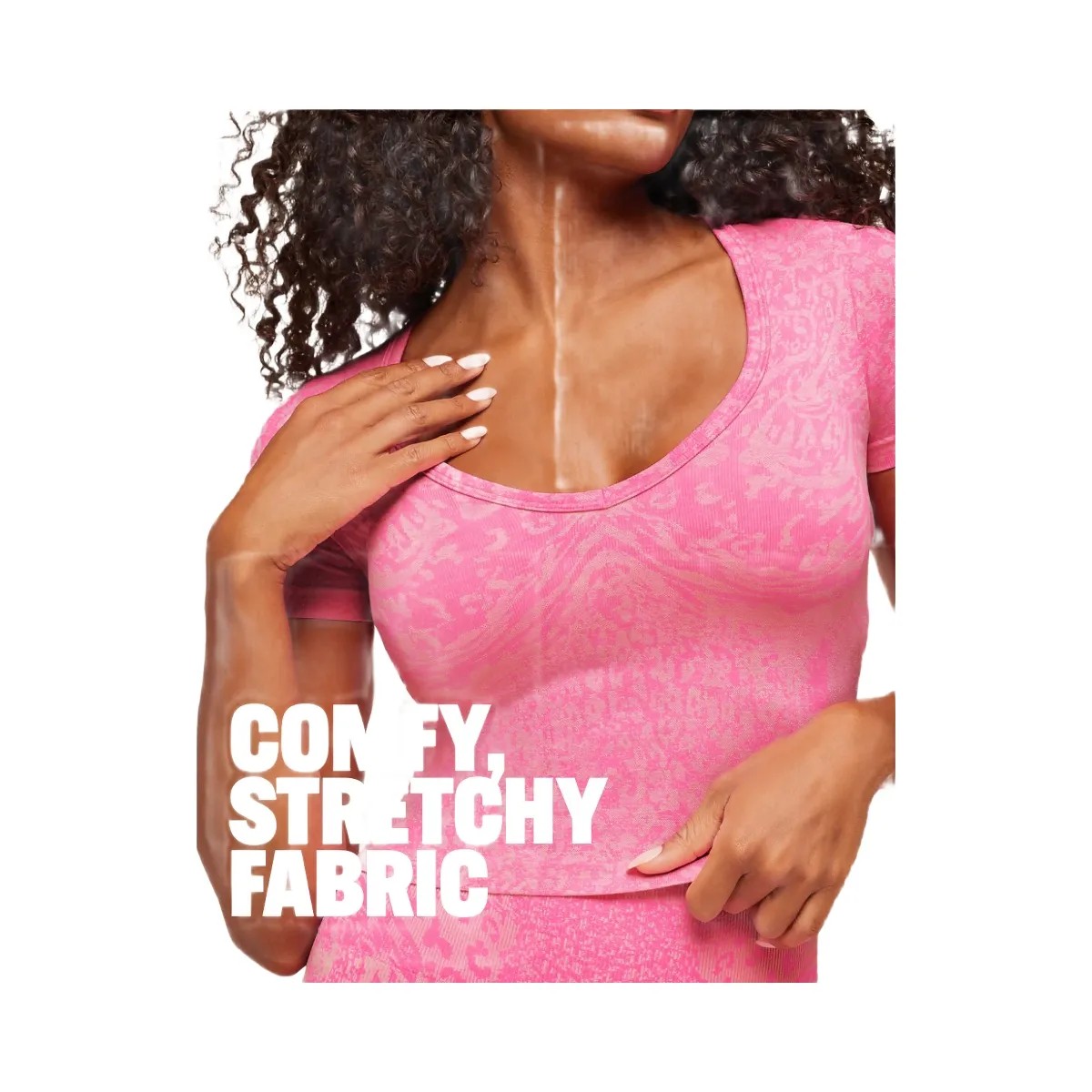 Gymshark Adapt Animal X Whitney Short Sleeve Top "Electric Pink Sorbet Yellow" - HypeFly India View 2