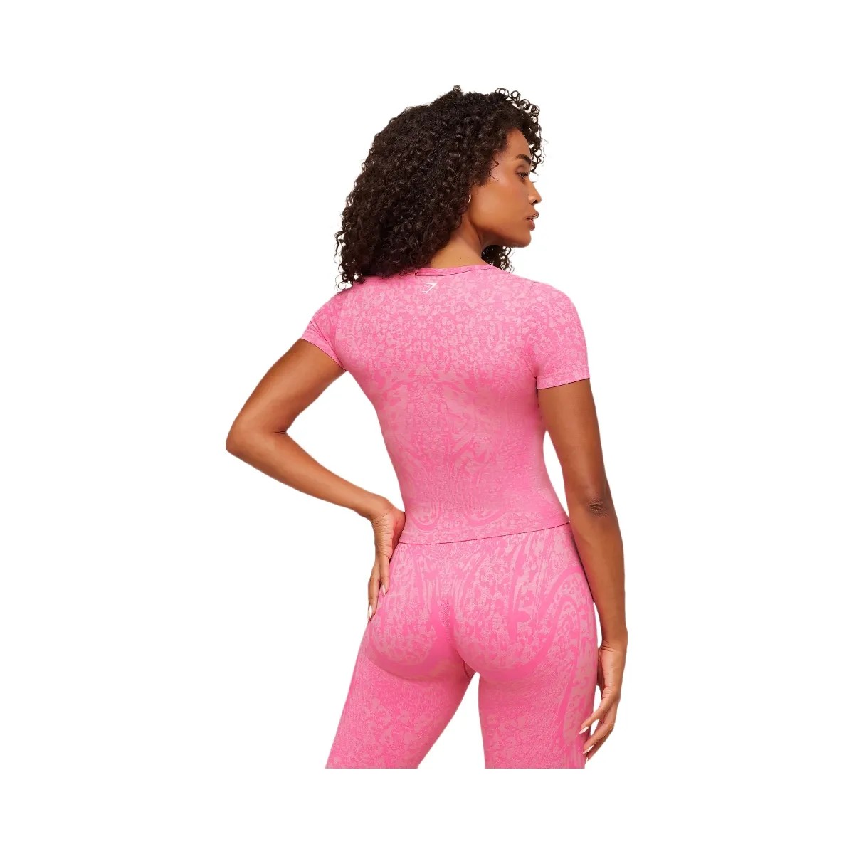 Gymshark Adapt Animal X Whitney Short Sleeve Top "Electric Pink Sorbet Yellow" - HypeFly India View 3