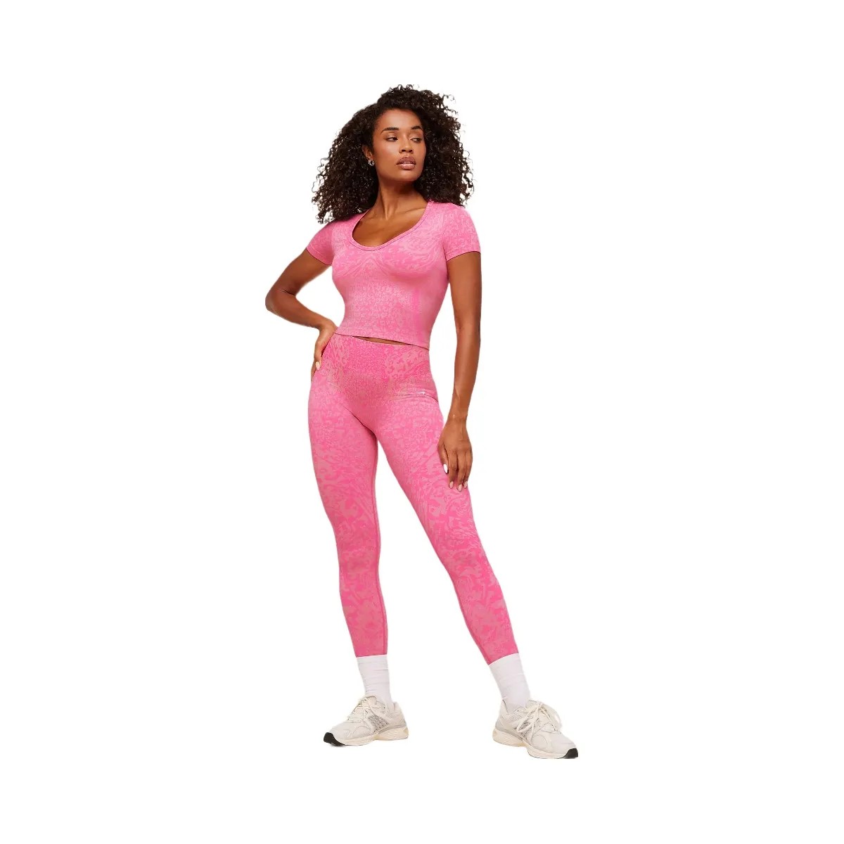 Gymshark Adapt Animal X Whitney Short Sleeve Top "Electric Pink Sorbet Yellow" - HypeFly India View 5