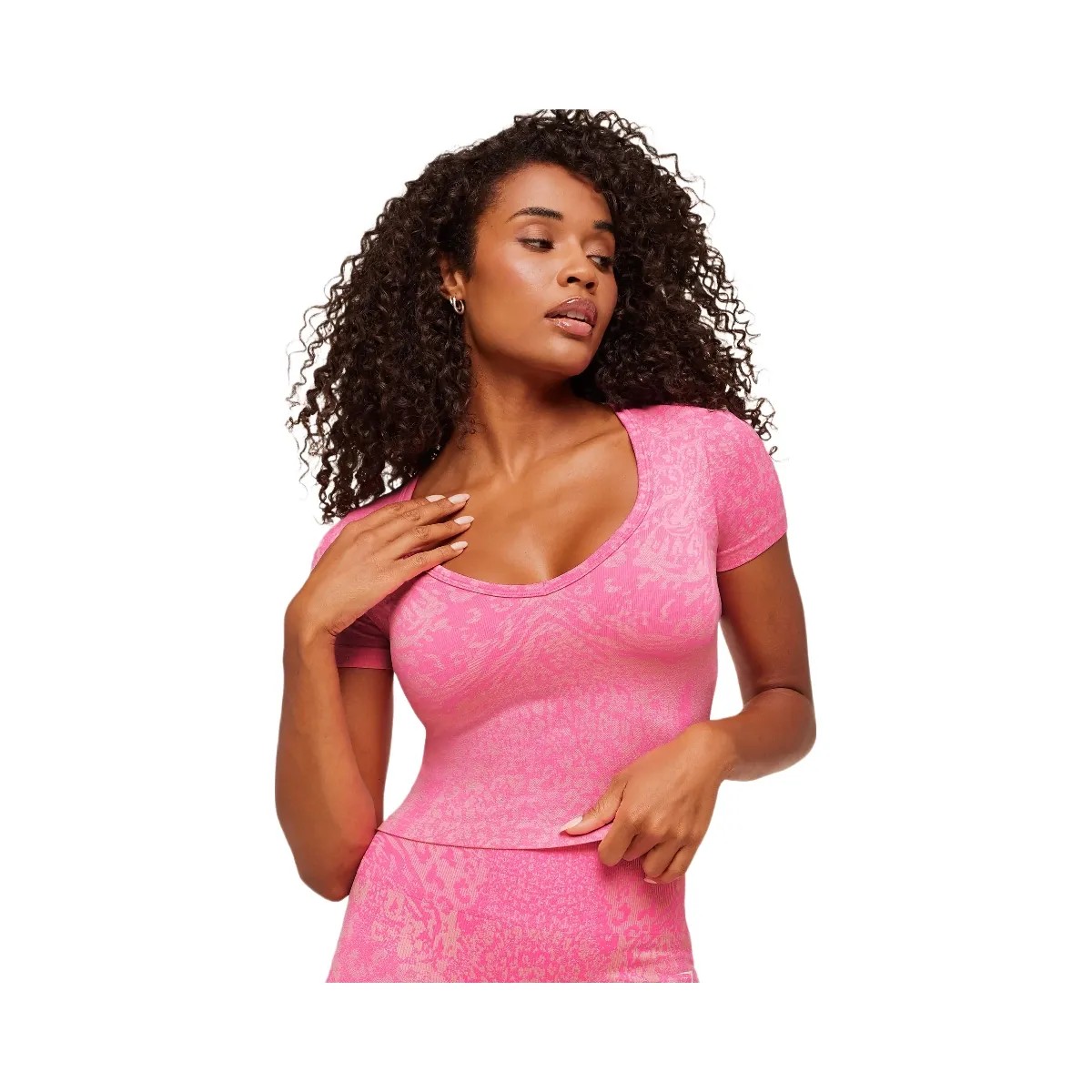 Gymshark Adapt Animal X Whitney Short Sleeve Top "Electric Pink Sorbet Yellow" - HypeFly India View 6