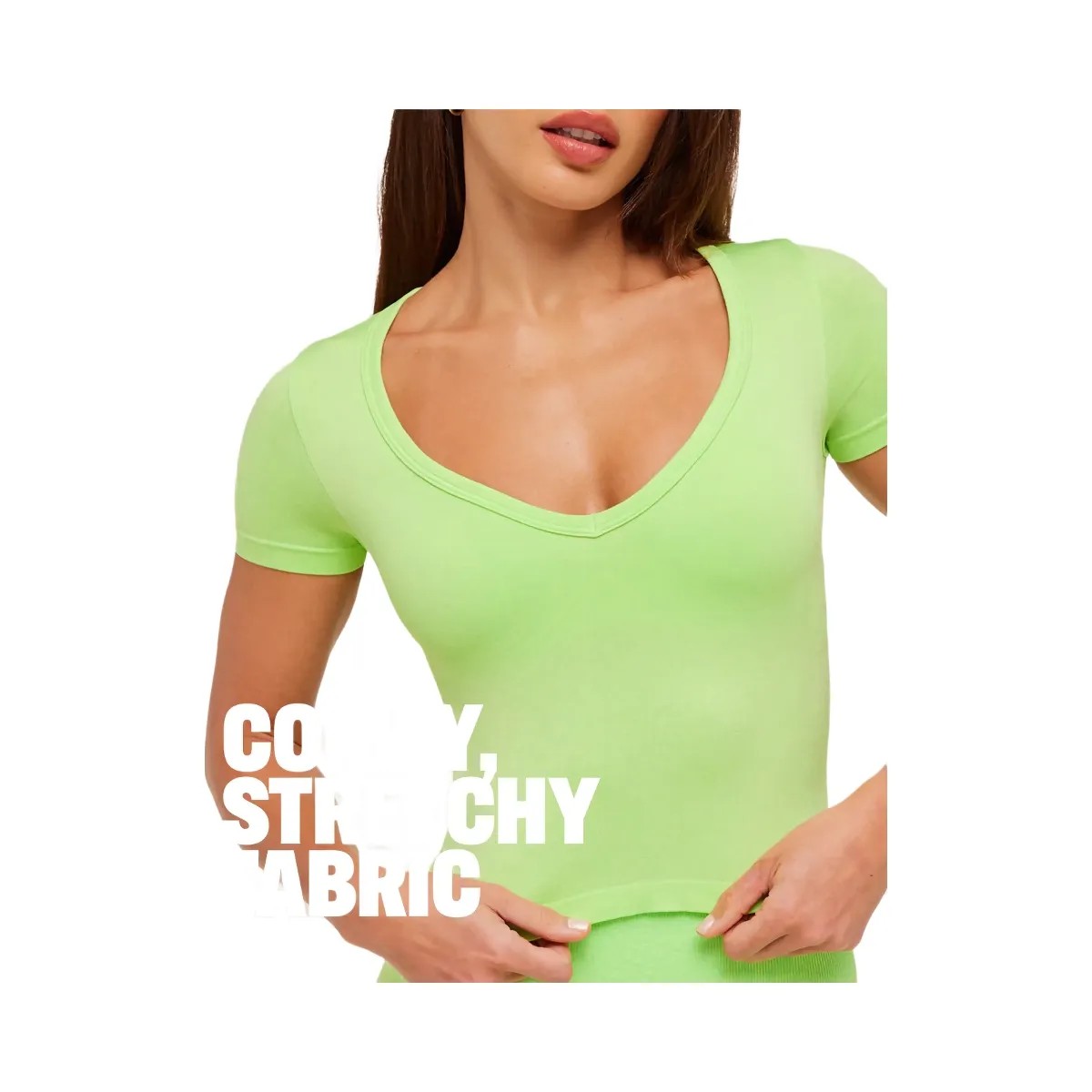 Gymshark Adapt Animal X Whitney Short Sleeve Top "Energy Gelato Green Sorbet Yellow" - HypeFly India View 2
