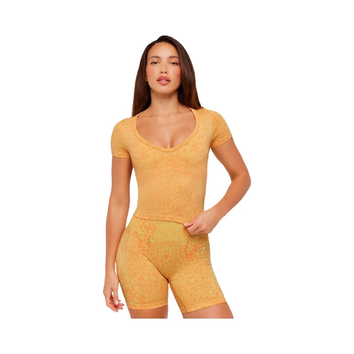 Gymshark Adapt Animal X Whitney Short Sleeve Top "Sorbet Yellow Dayglow Peach" - HypeFly India View 1