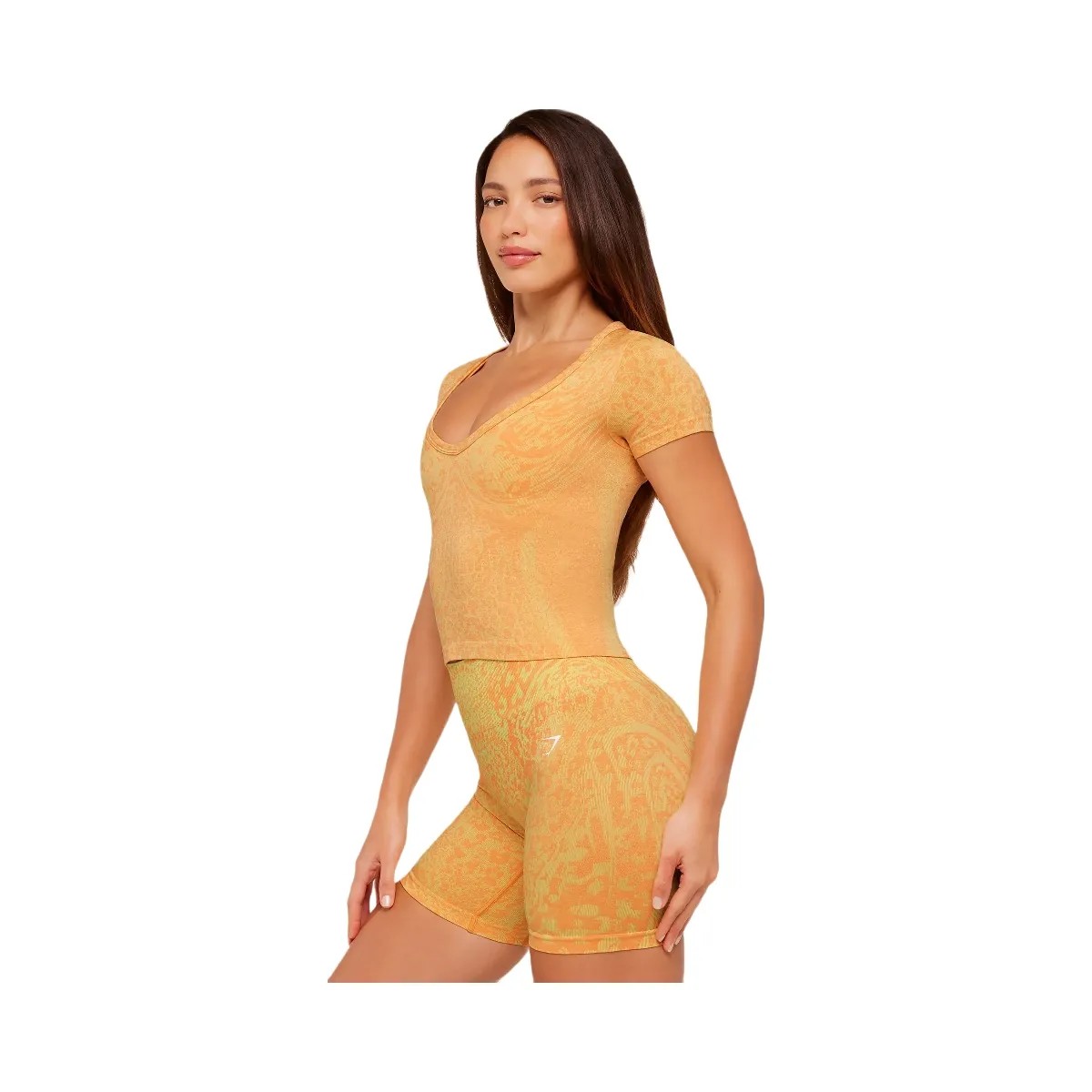 Gymshark Adapt Animal X Whitney Short Sleeve Top "Sorbet Yellow Dayglow Peach" - HypeFly India View 4