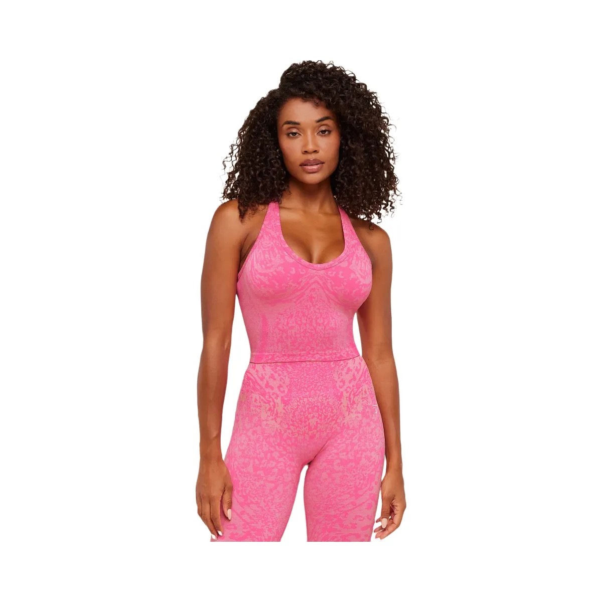 Gymshark Adapt Animal X Whitney Tank Top with Shelf "Electric Pink Sorbet Yellow" - HypeFly India View 1