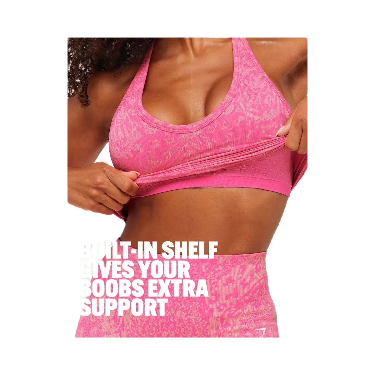 Gymshark Adapt Animal X Whitney Tank Top with Shelf "Electric Pink Sorbet Yellow" - HypeFly India View 2