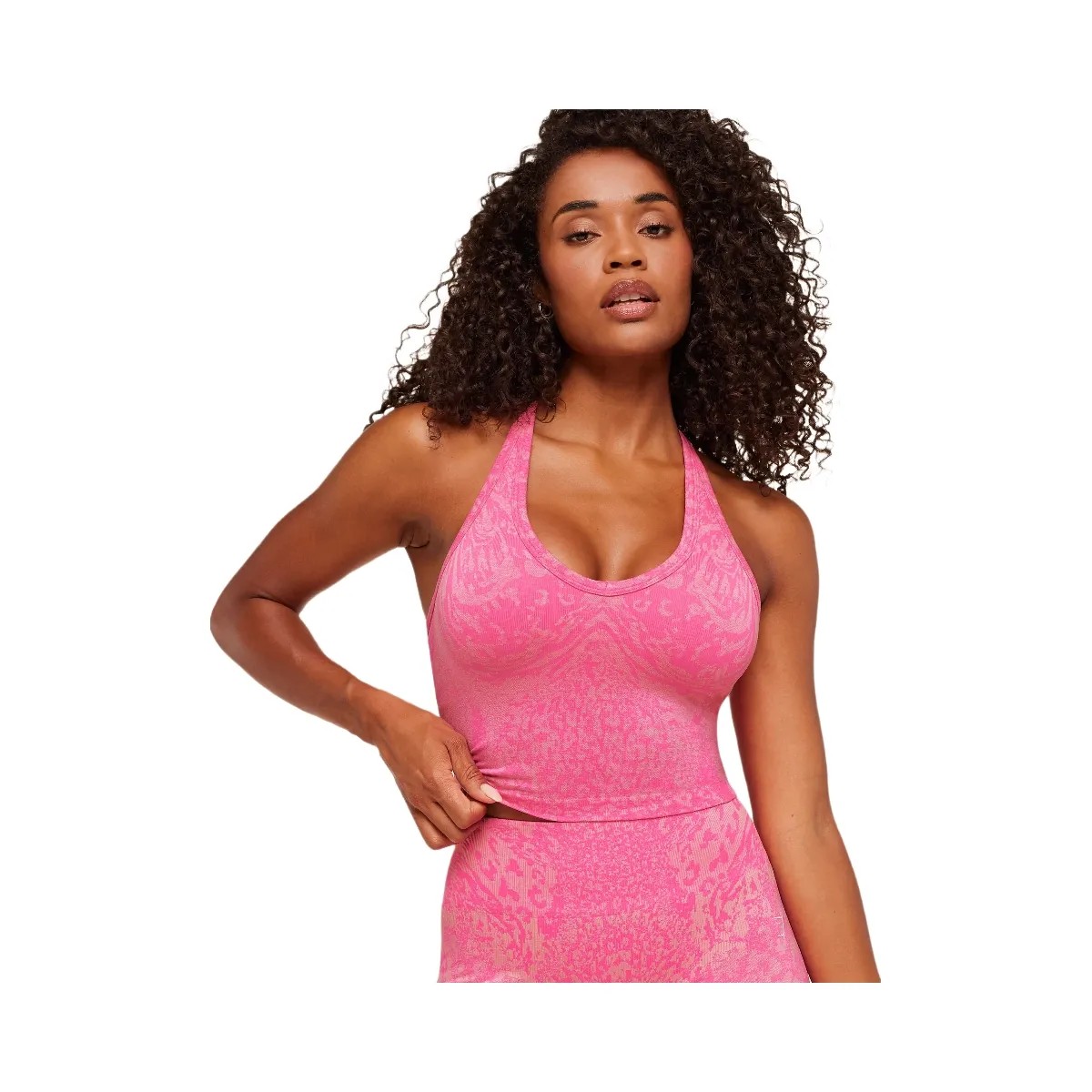 Gymshark Adapt Animal X Whitney Tank Top with Shelf "Electric Pink Sorbet Yellow" - HypeFly India View 6