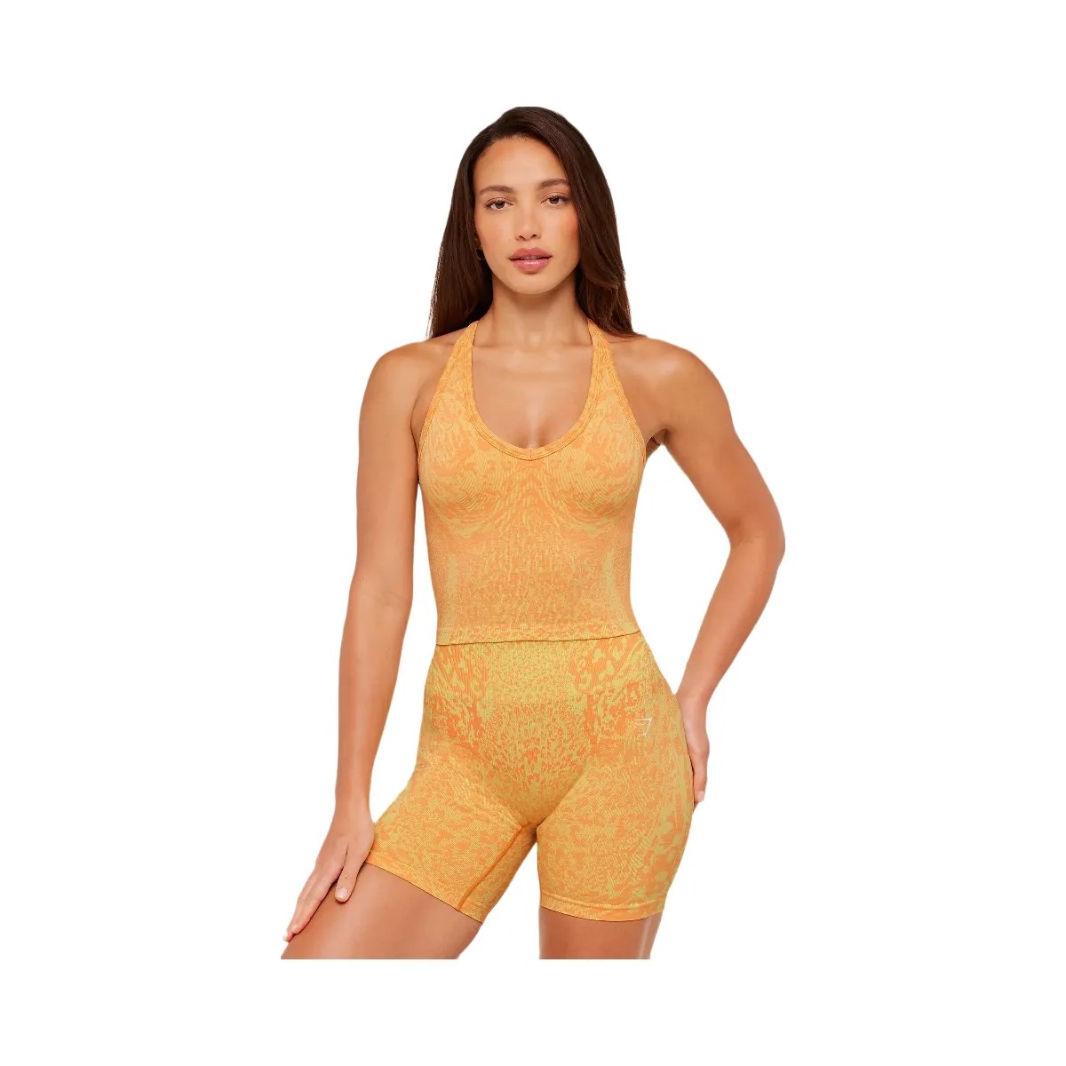 Gymshark Adapt Animal X Whitney Tank Top with Shelf "Sorbet Yellow Dayglow Peach" - HypeFly India View 1