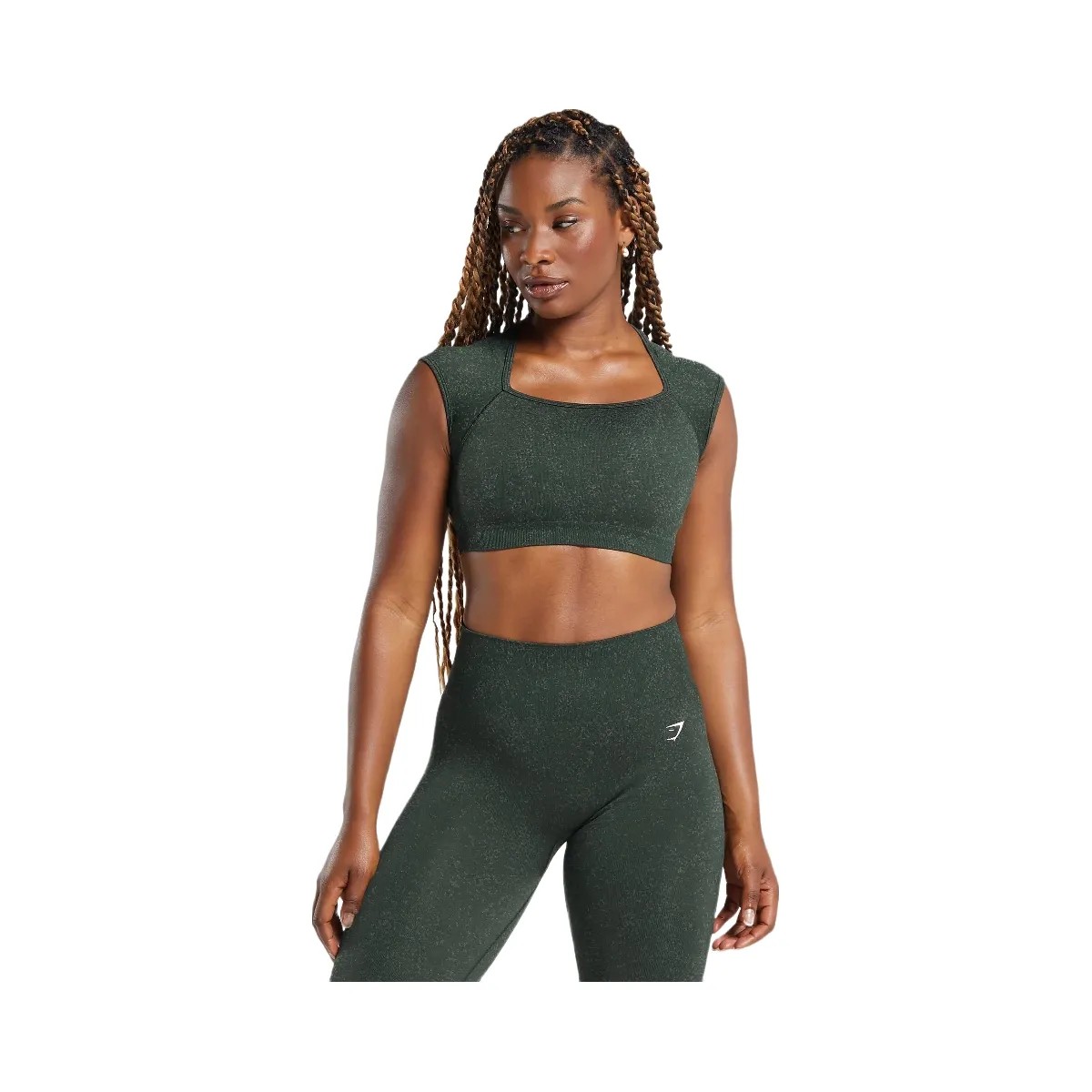 Gymshark Adapt Fleck Seamless Crop Top "Victory Green Unit Green" - HypeFly India View 1