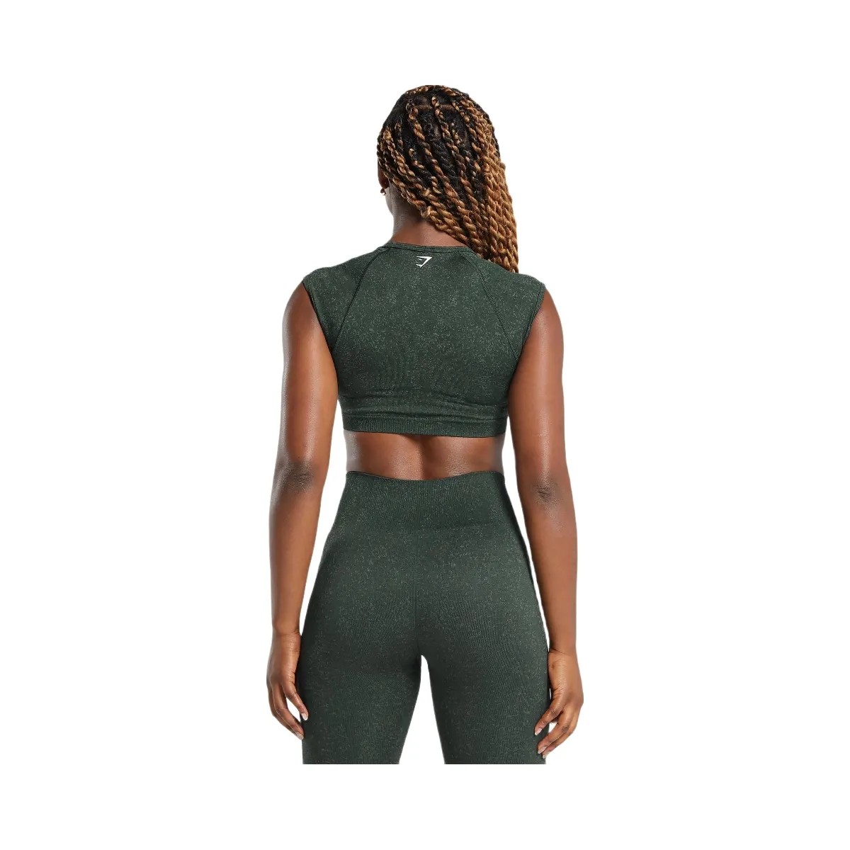 Gymshark Adapt Fleck Seamless Crop Top "Victory Green Unit Green" - HypeFly India View 2