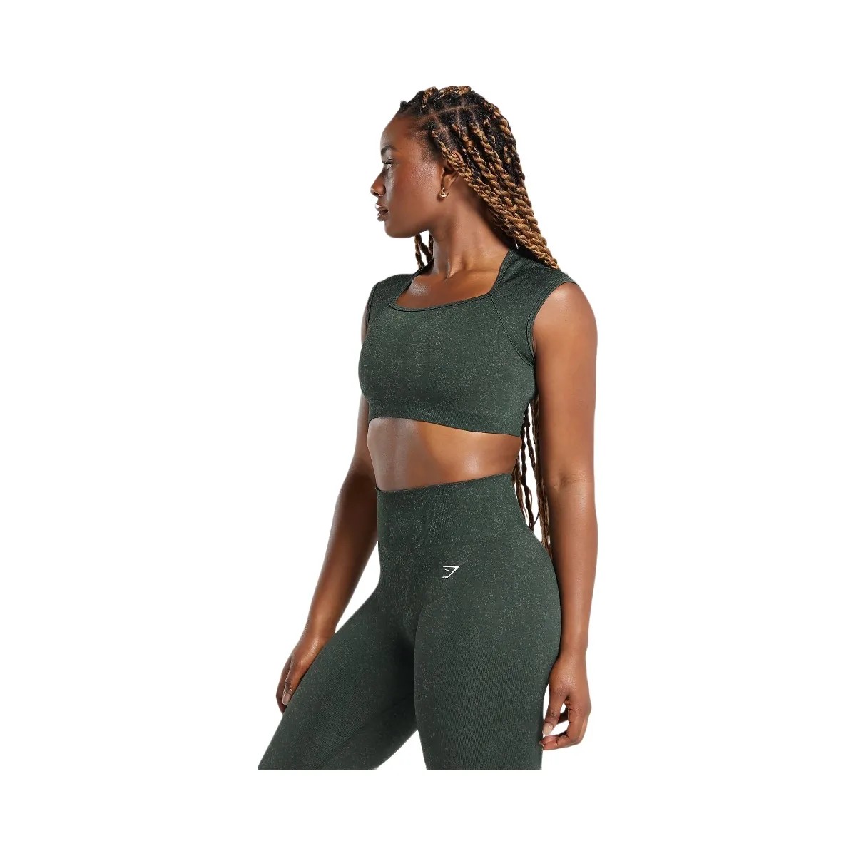 Gymshark Adapt Fleck Seamless Crop Top "Victory Green Unit Green" - HypeFly India View 3