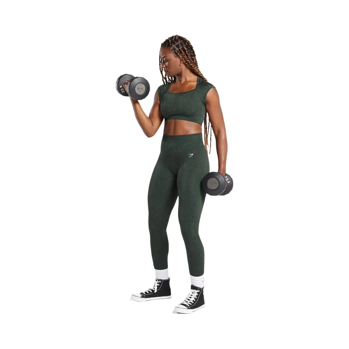 Gymshark Adapt Fleck Seamless Crop Top "Victory Green Unit Green" - HypeFly India View 4