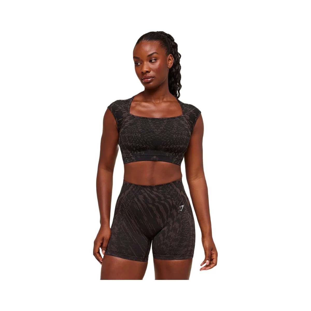 Gymshark Adapt Houndstooth Midi Top "Black Chestnut Pink" - HypeFly India View 1