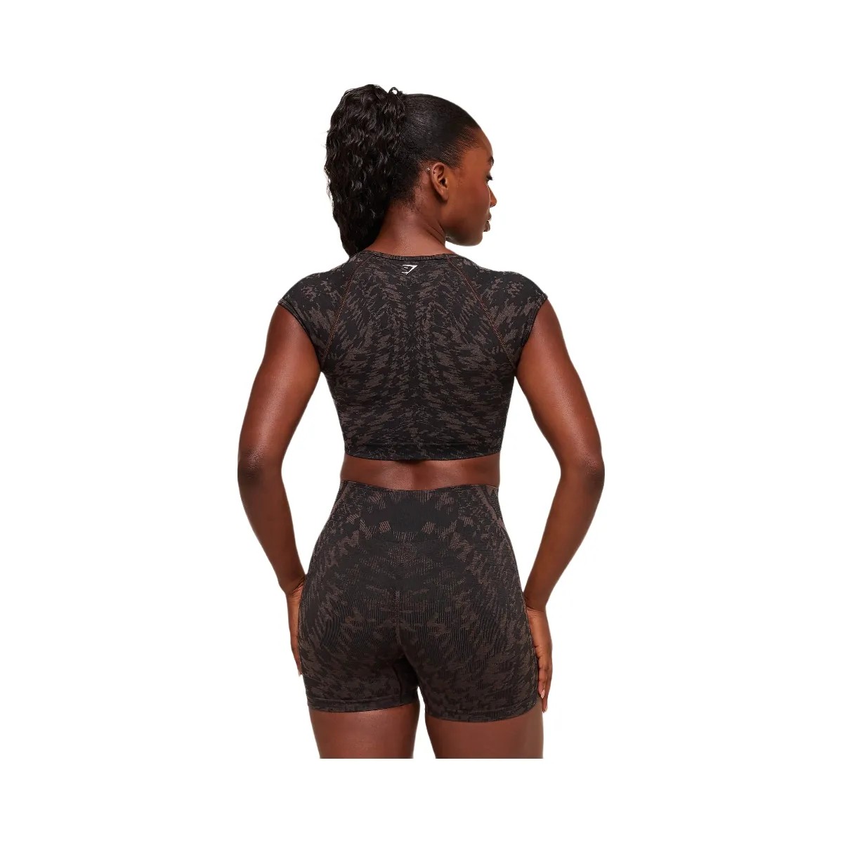 Gymshark Adapt Houndstooth Midi Top "Black Chestnut Pink" - HypeFly India View 3
