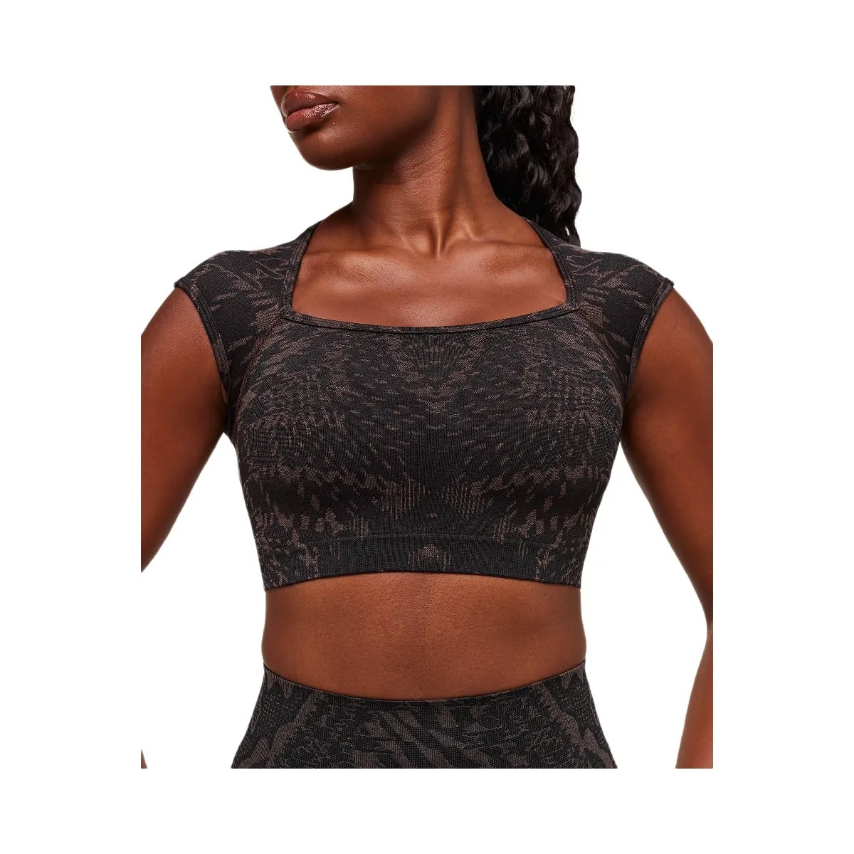Gymshark Adapt Houndstooth Midi Top "Black Chestnut Pink" - HypeFly India View 5