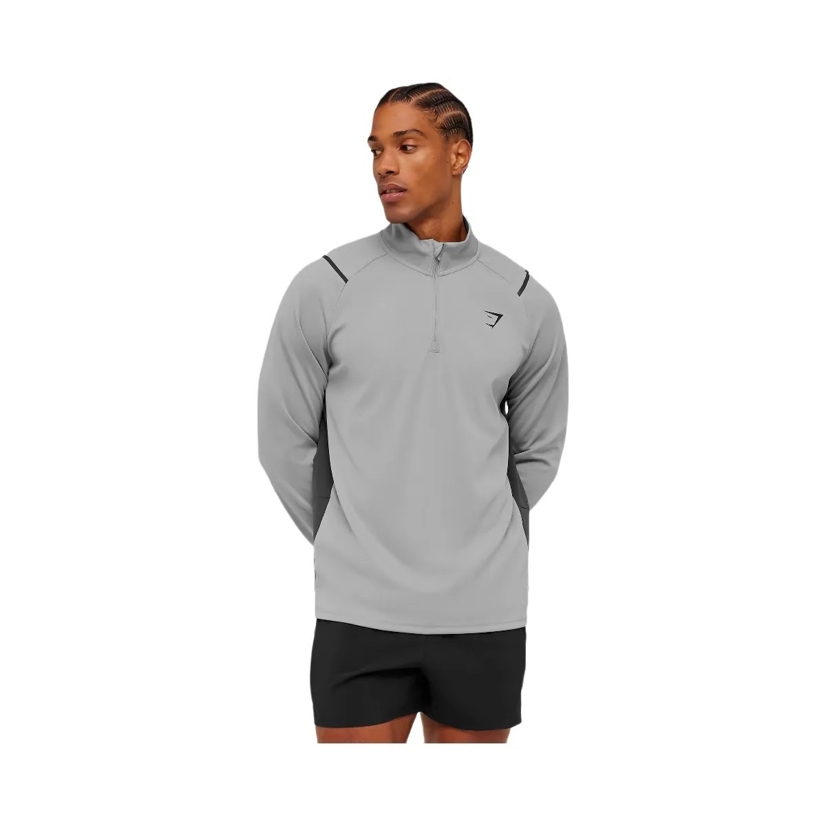 Gymshark Arrival Contrast 1/4 Zip "Smokey Grey Grey" - HypeFly India View 4