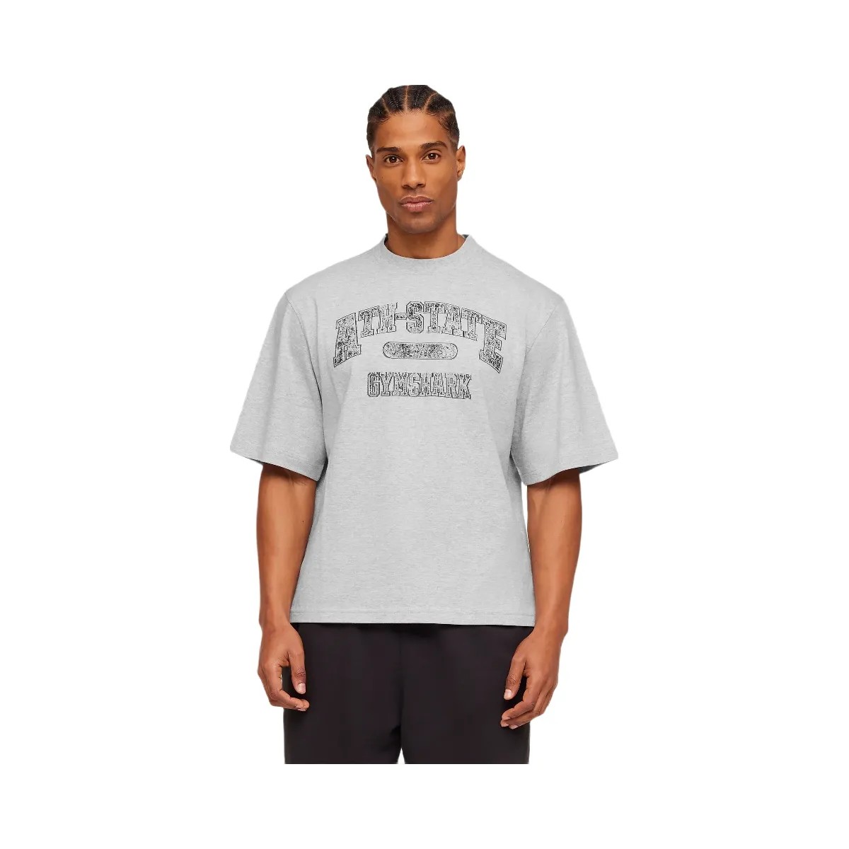 Gymshark Ath-State Graphic T-Shirt "Light Grey Core Marl" - HypeFly India View 1