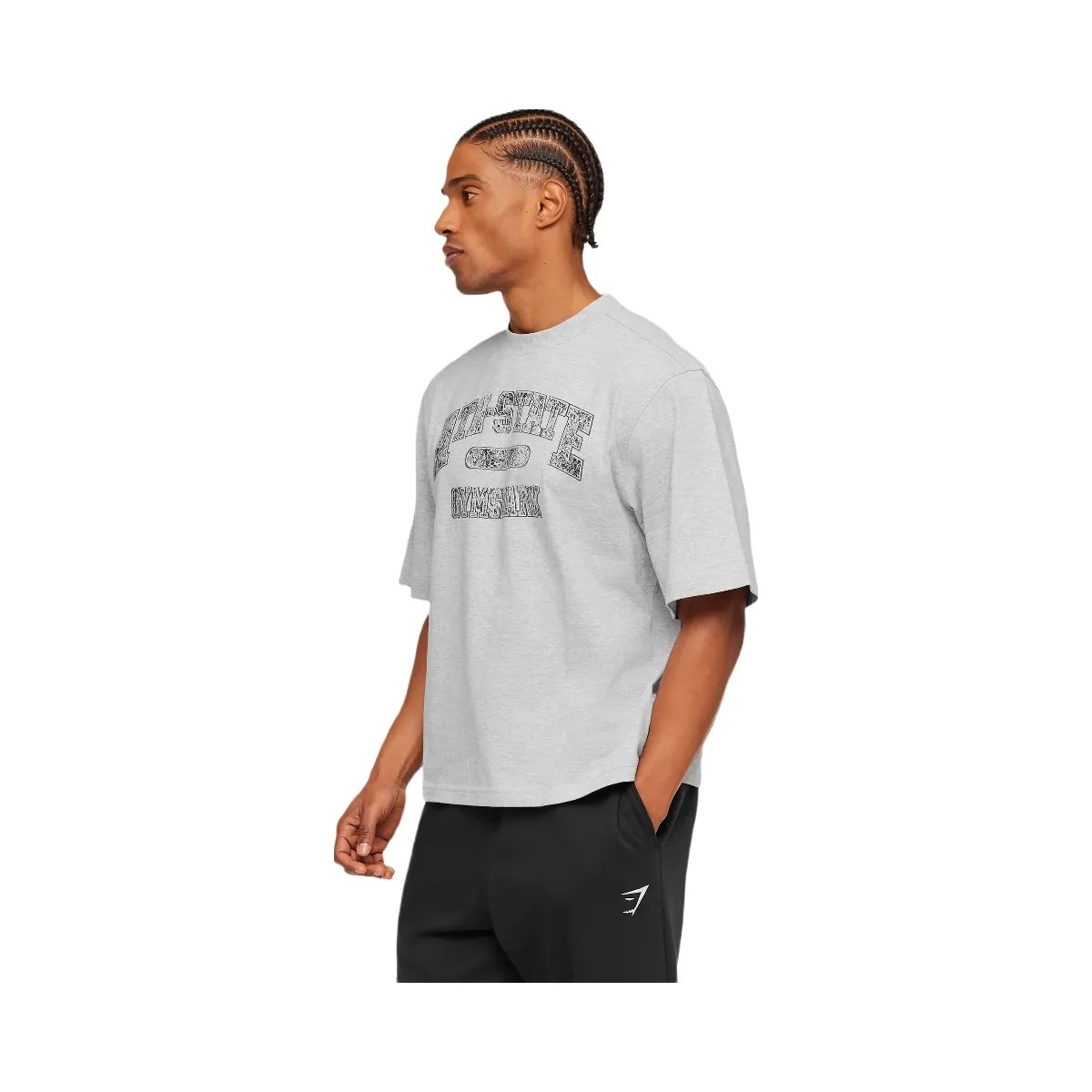 Gymshark Ath-State Graphic T-Shirt "Light Grey Core Marl" - HypeFly India View 3