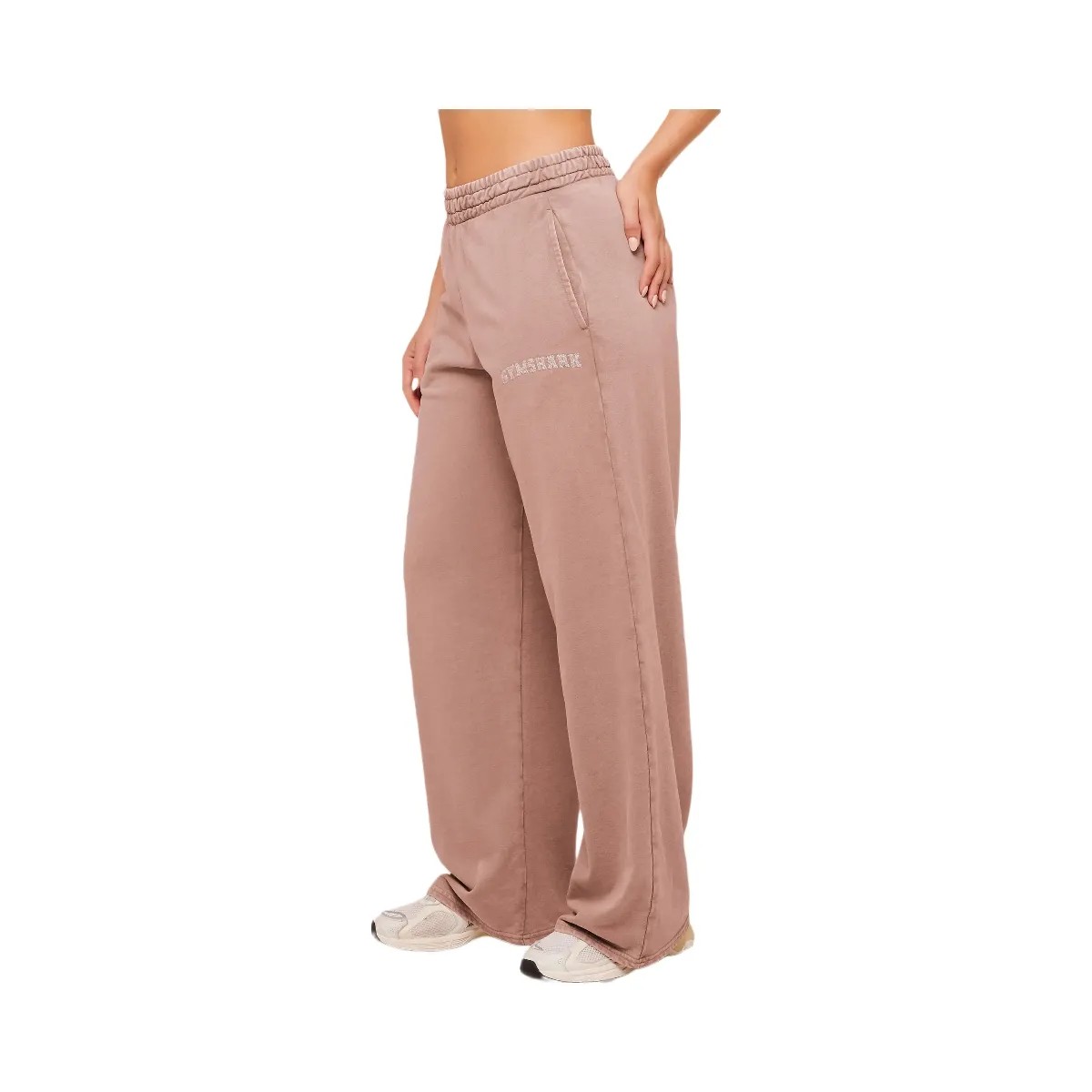 Gymshark Chainstitch Graphic Wide Leg Joggers "Chestnut Pink Wash" - HypeFly India View 3