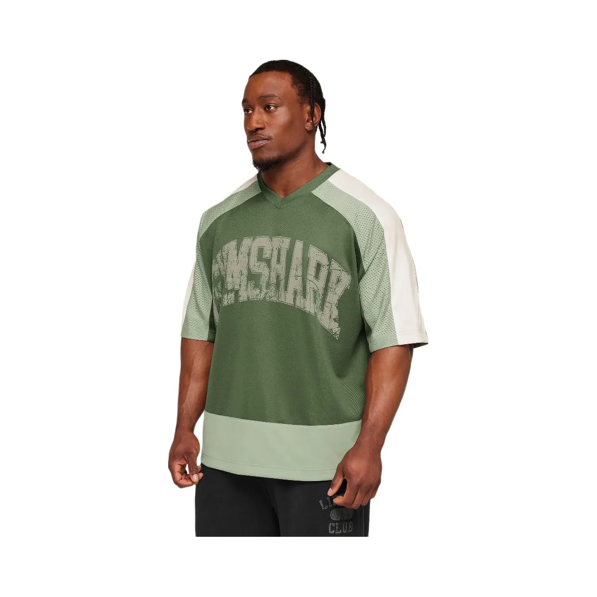Gymshark Collective Mesh Wordmark Jersey "Core Olive Haze Green Soft White" - HypeFly India View 4