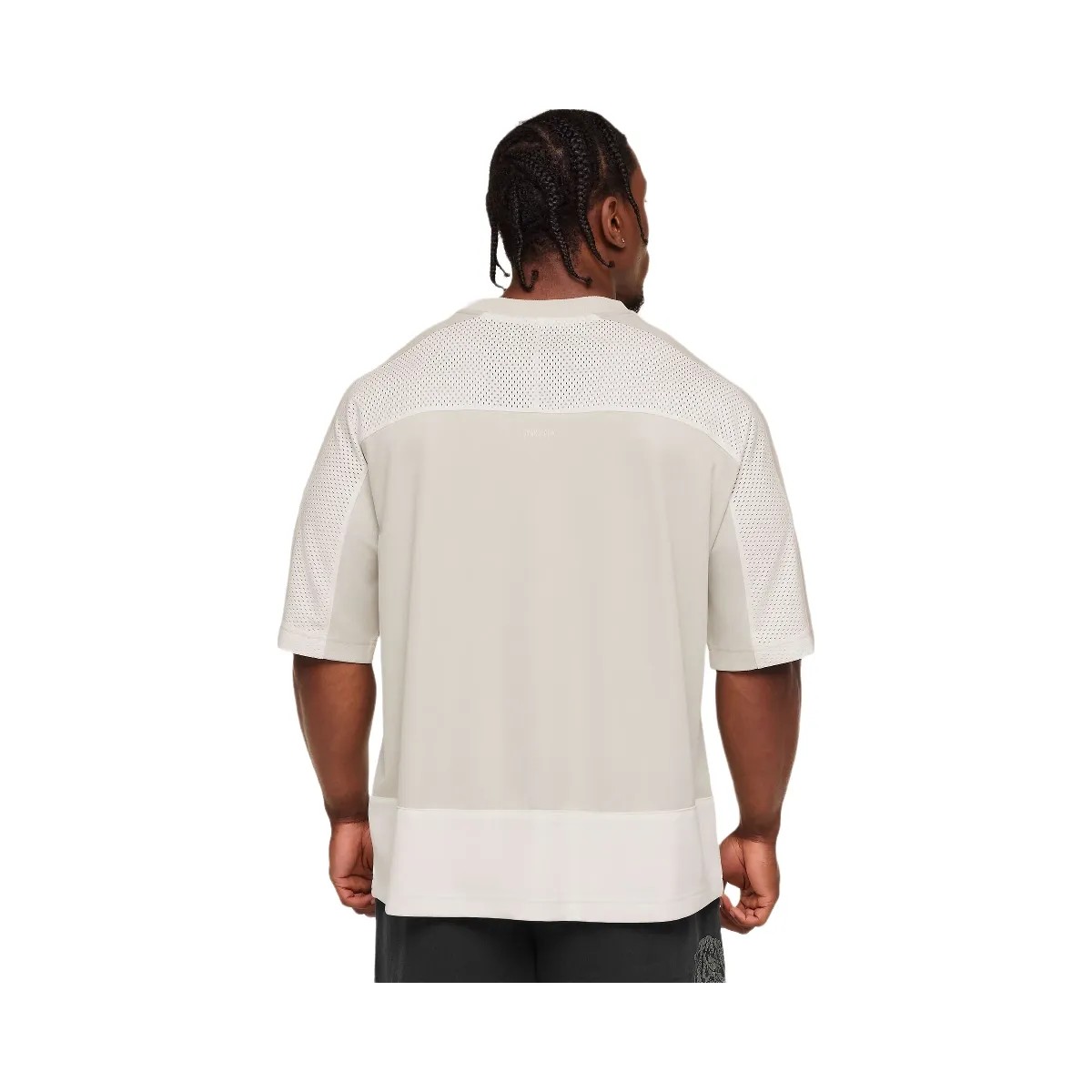 Gymshark Collective Mesh Wordmark Jersey "Tinted White Soft White Pebble Grey" - HypeFly India View 2
