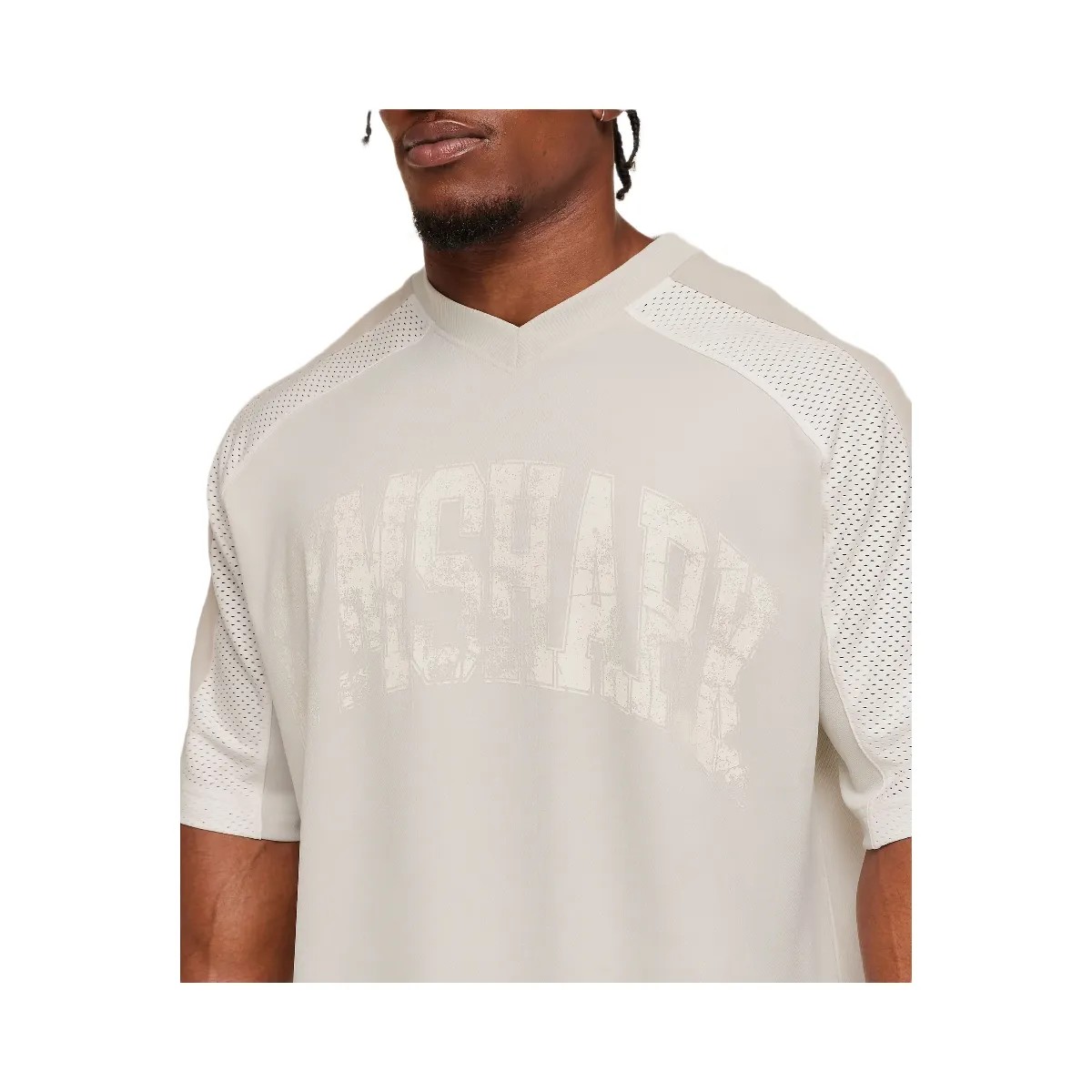 Gymshark Collective Mesh Wordmark Jersey "Tinted White Soft White Pebble Grey" - HypeFly India View 5