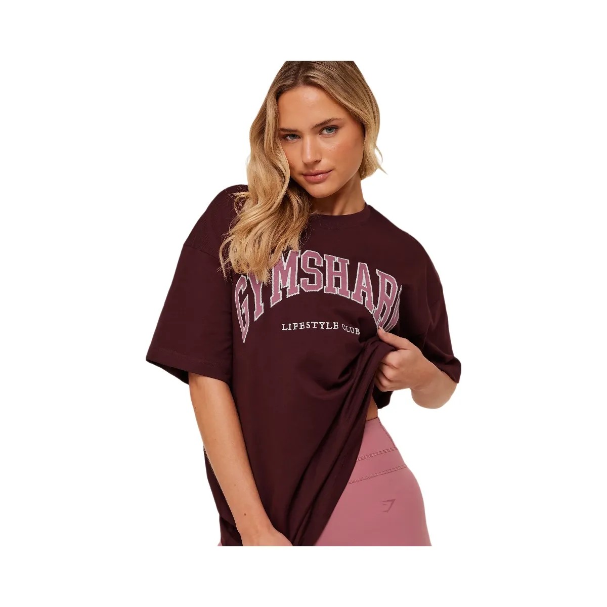 Gymshark Collegiate Graphic T-Shirt "GS Rich Maroon" - HypeFly India View 5