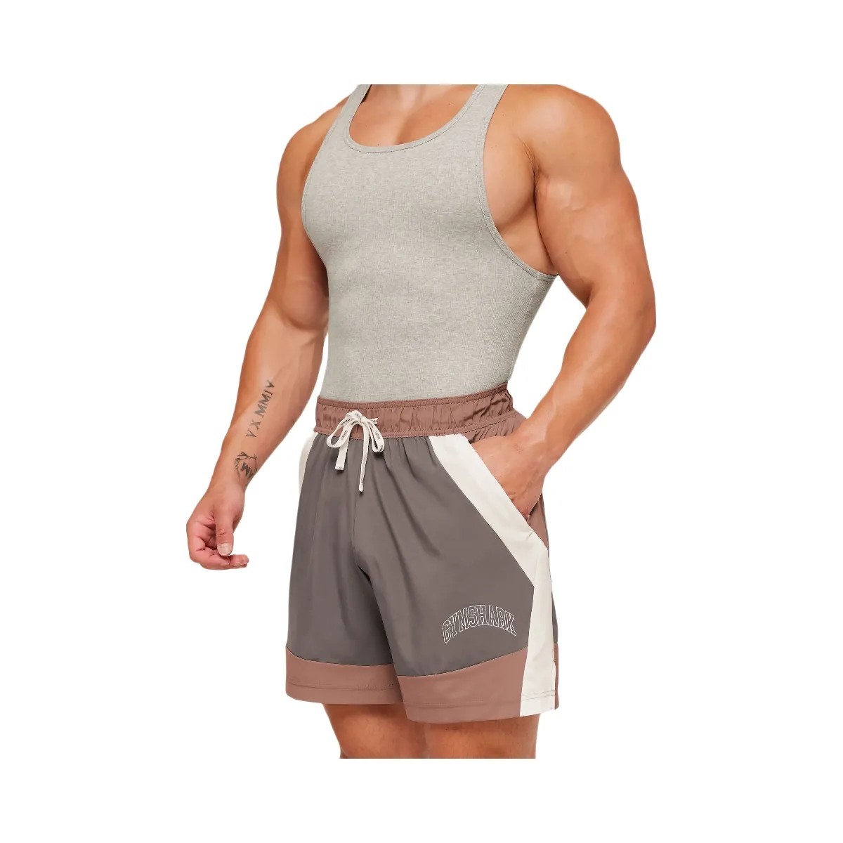 Gymshark Collegiate Tech Shorts "Taupe Brown" - HypeFly India View 6