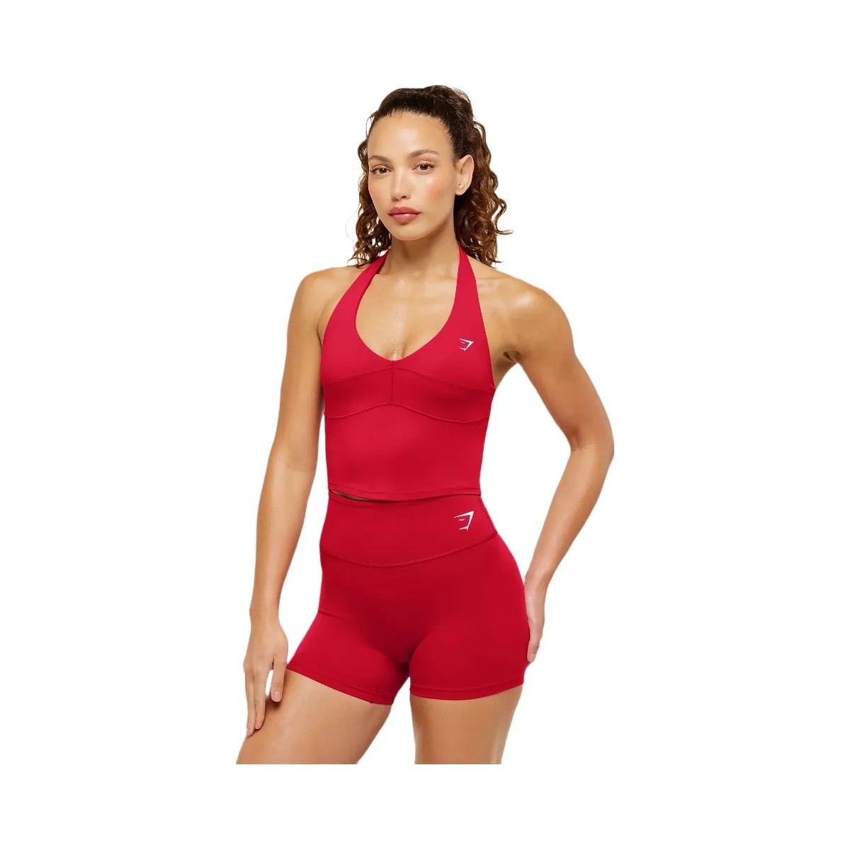 Gymshark Colour Block Halter Neck Tank With Shelf "Carmine Red" - HypeFly India View 1