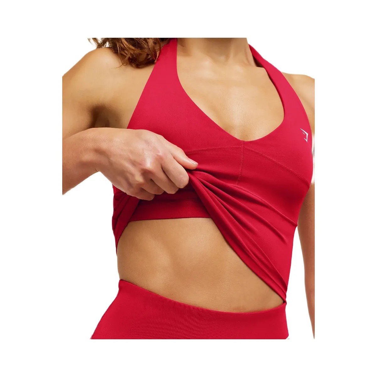 Gymshark Colour Block Halter Neck Tank With Shelf "Carmine Red" - HypeFly India View 6