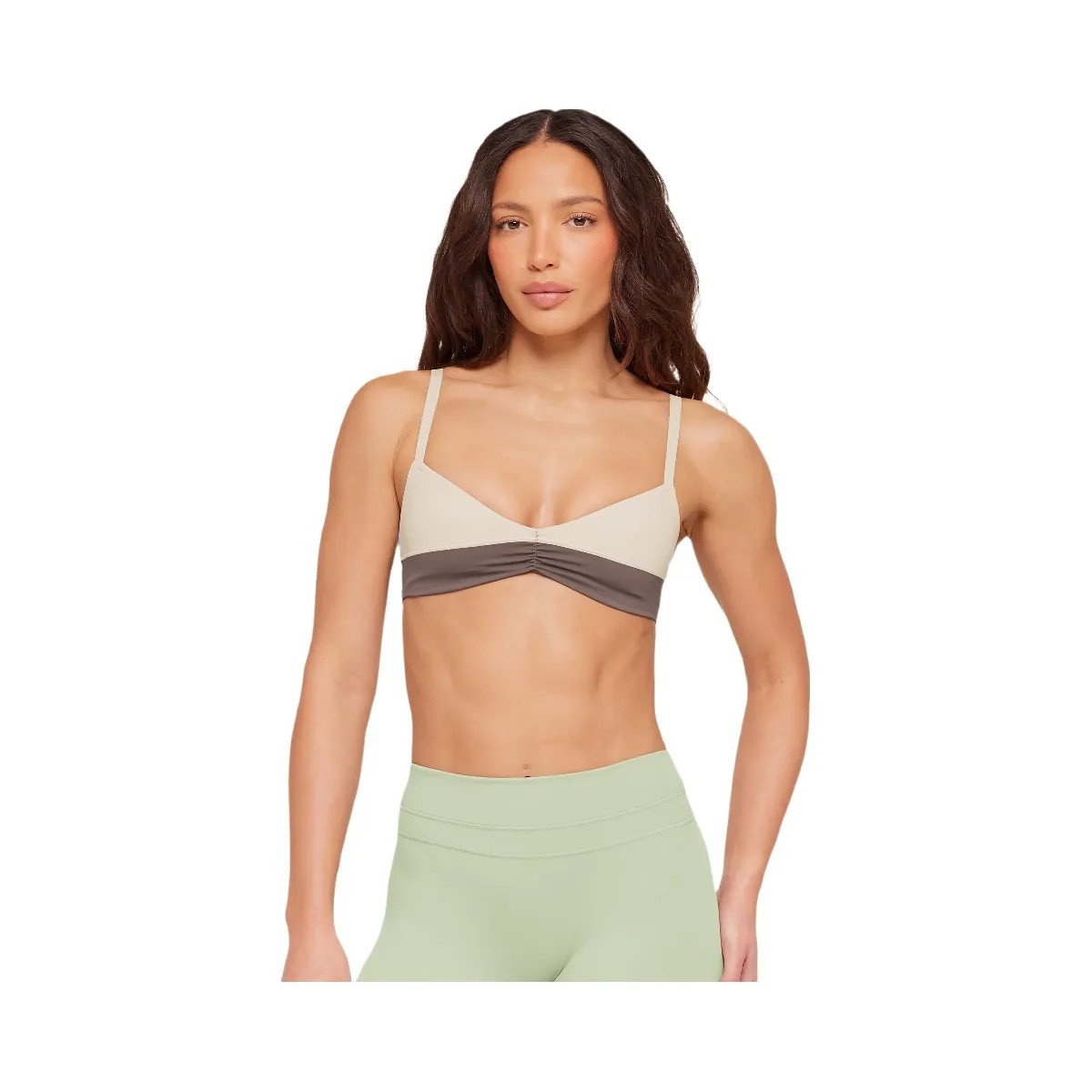 Gymshark Colour Block Sports Bra "Cool Brown Pebble Grey" - HypeFly India View 1
