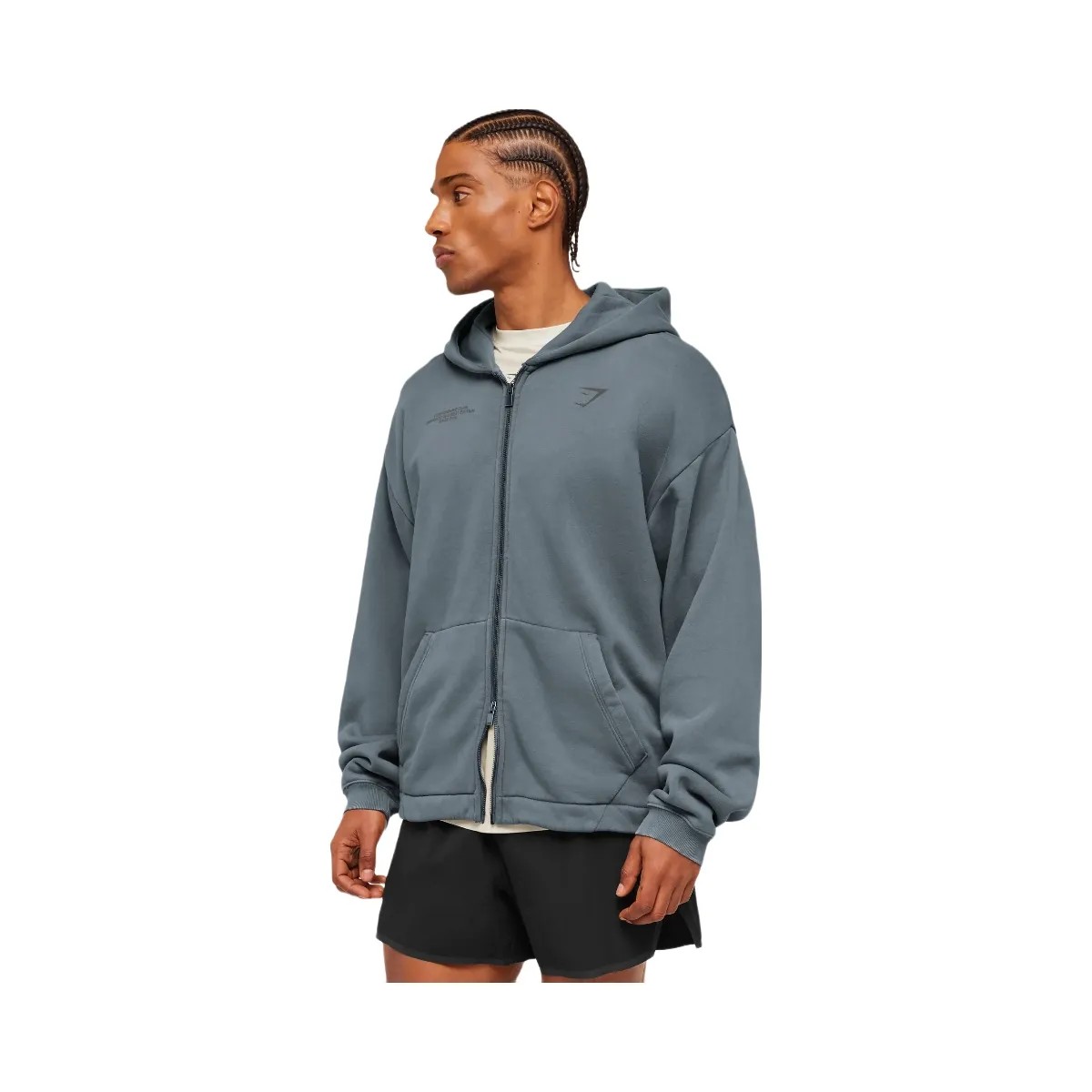 Gymshark Conditioning Club Washed Zip Through Hoodie "Iron Blue Wash" - HypeFly India View 2