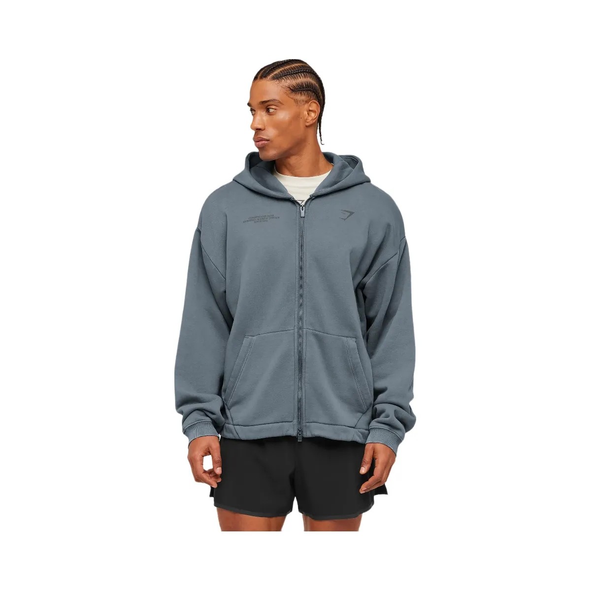 Gymshark Conditioning Club Washed Zip Through Hoodie "Iron Blue Wash" - HypeFly India View 3
