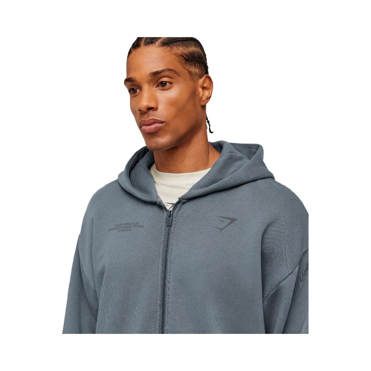Gymshark Conditioning Club Washed Zip Through Hoodie "Iron Blue Wash" - HypeFly India View 6