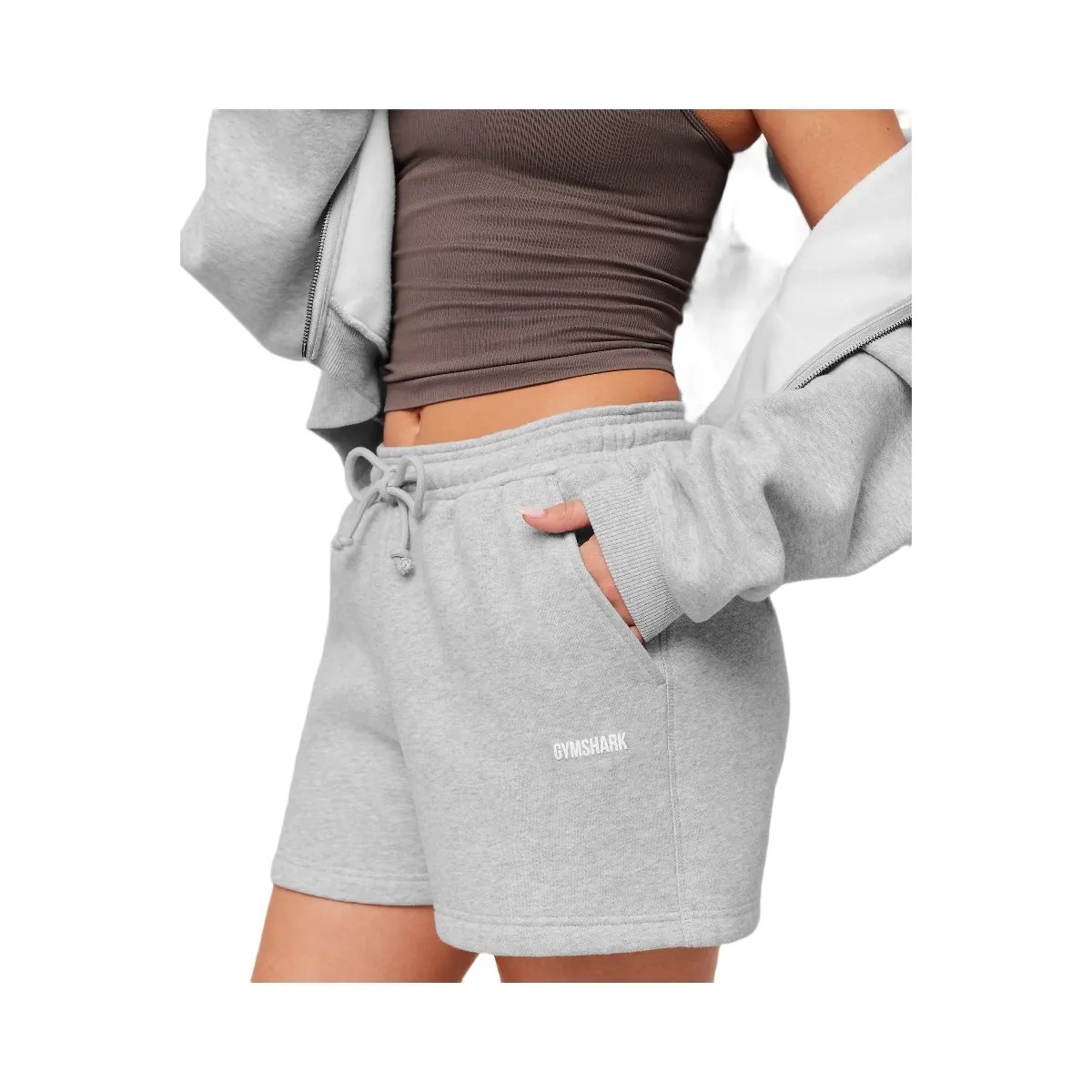 Gymshark Cosy Luxe Shorts "Bros Soft Grey Marl" - HypeFly India View 5