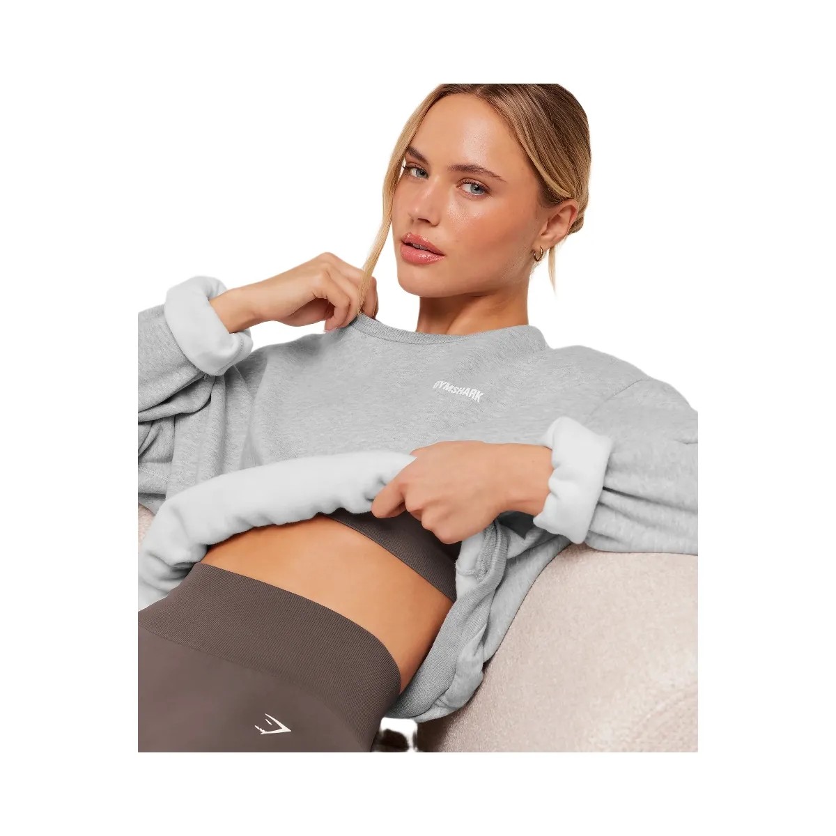 Gymshark Cosy Luxe Sweatshirt "Bros Soft Grey Marl" - HypeFly India View 5