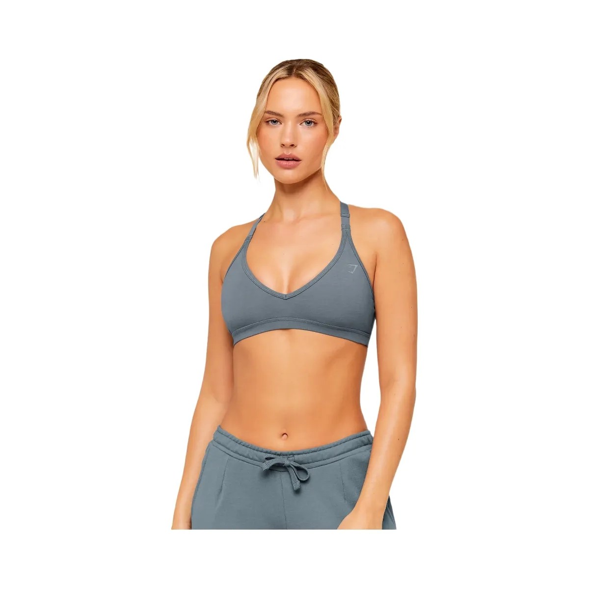 Gymshark Cotton Blend Racerback Sports Bra "Iron Blue" - HypeFly India View 1