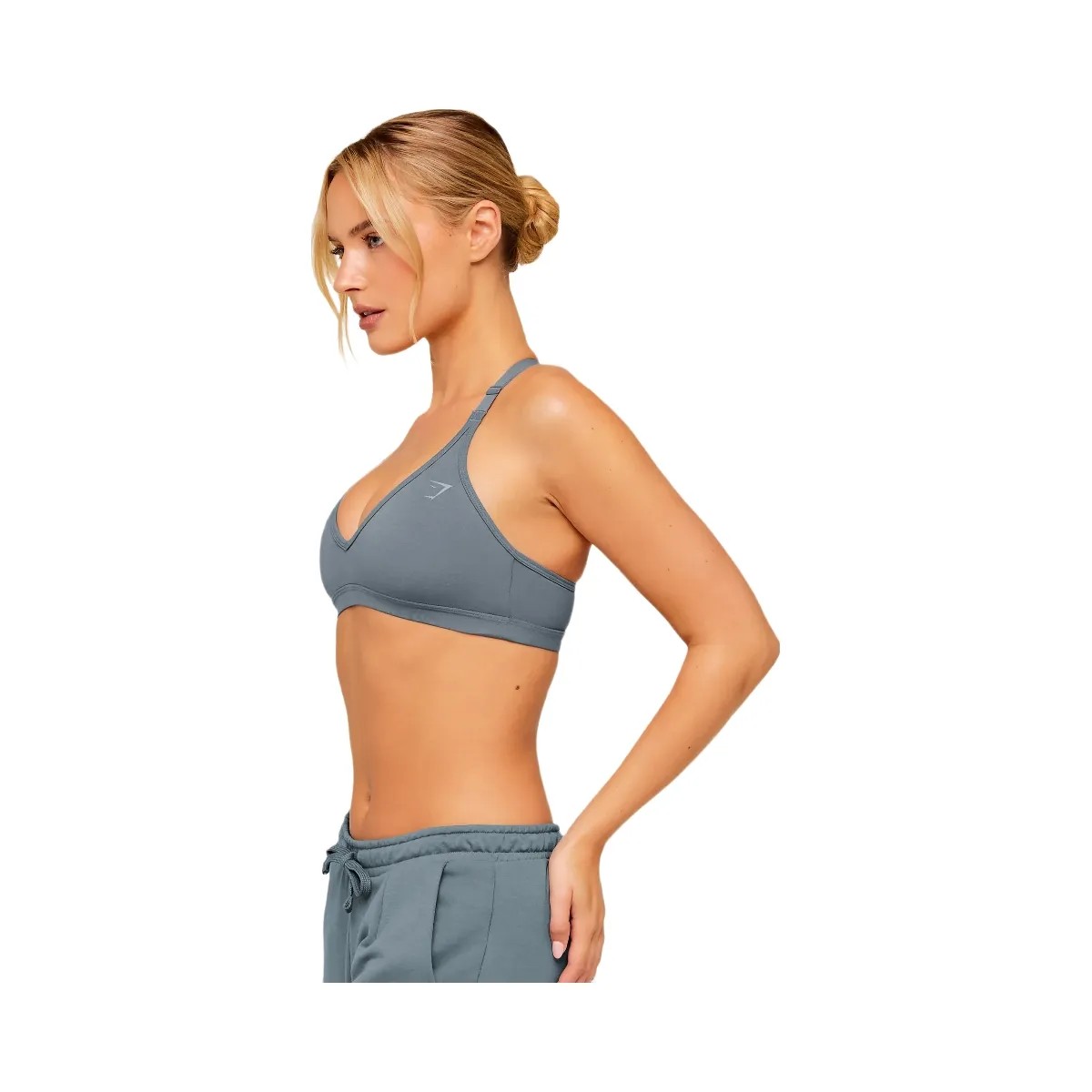Gymshark Cotton Blend Racerback Sports Bra "Iron Blue" - HypeFly India View 3