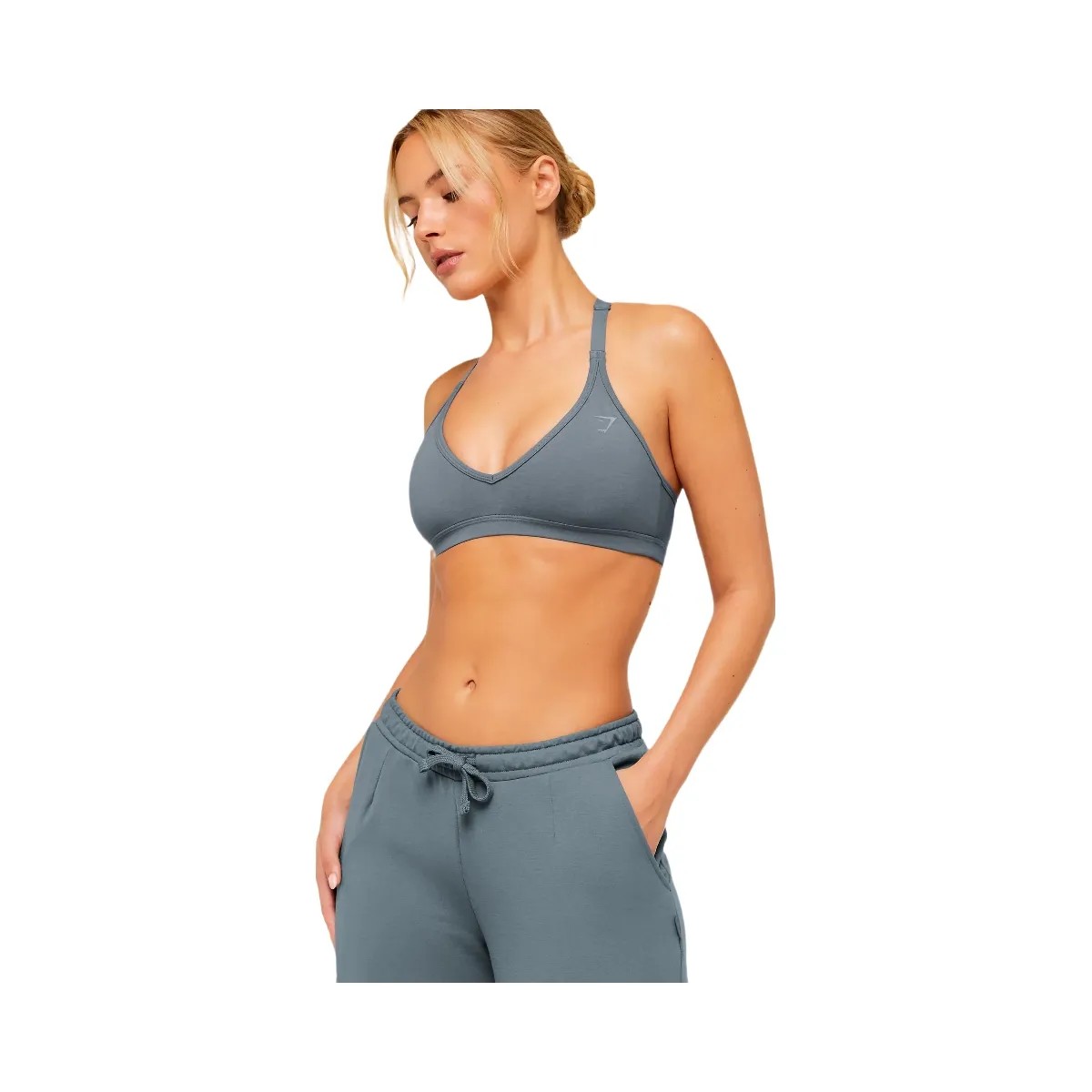Gymshark Cotton Blend Racerback Sports Bra "Iron Blue" - HypeFly India View 5