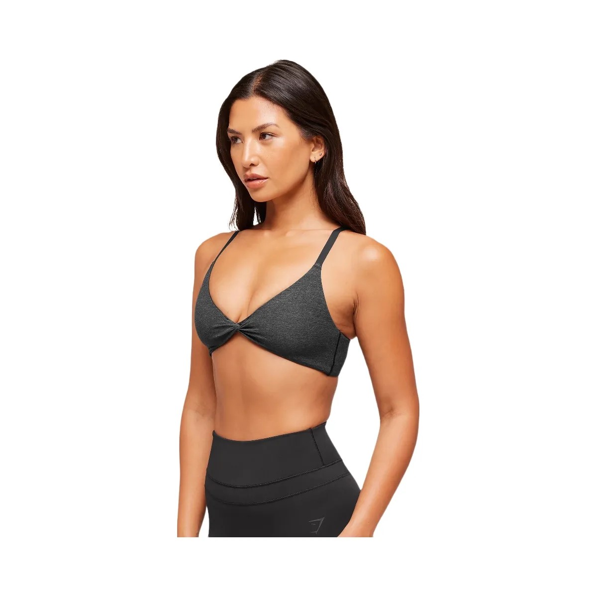 Gymshark Cotton Twist Front Bralette "Bros Midnight Black Marl" - HypeFly India View 3