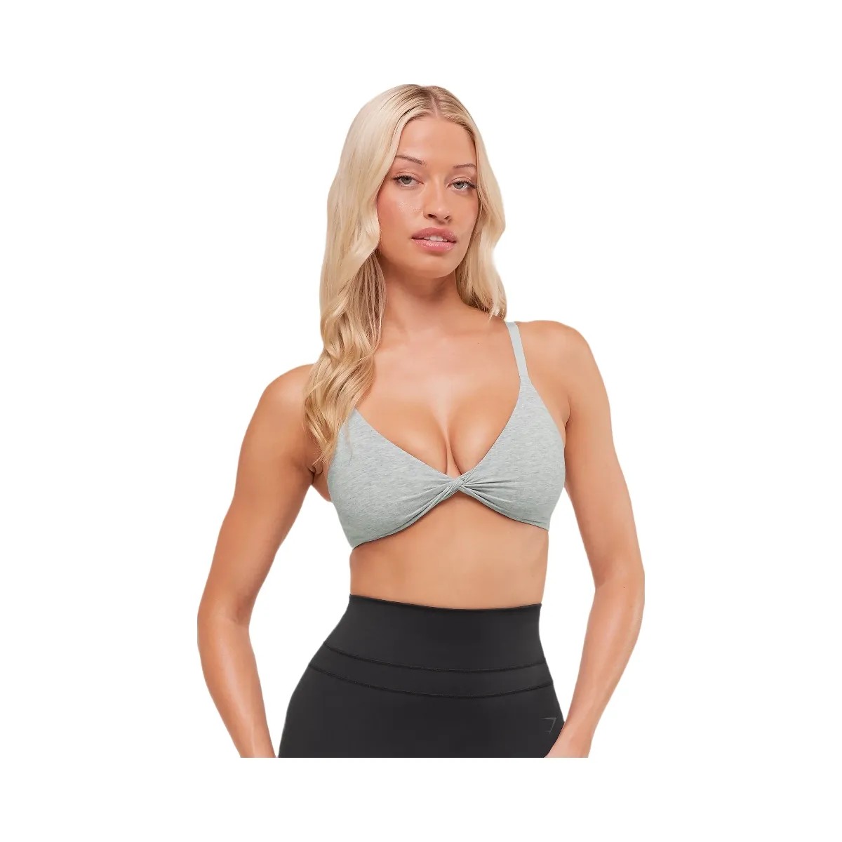 Gymshark Cotton Twist Front Bralette "Light Grey Core Marl" - HypeFly India View 1